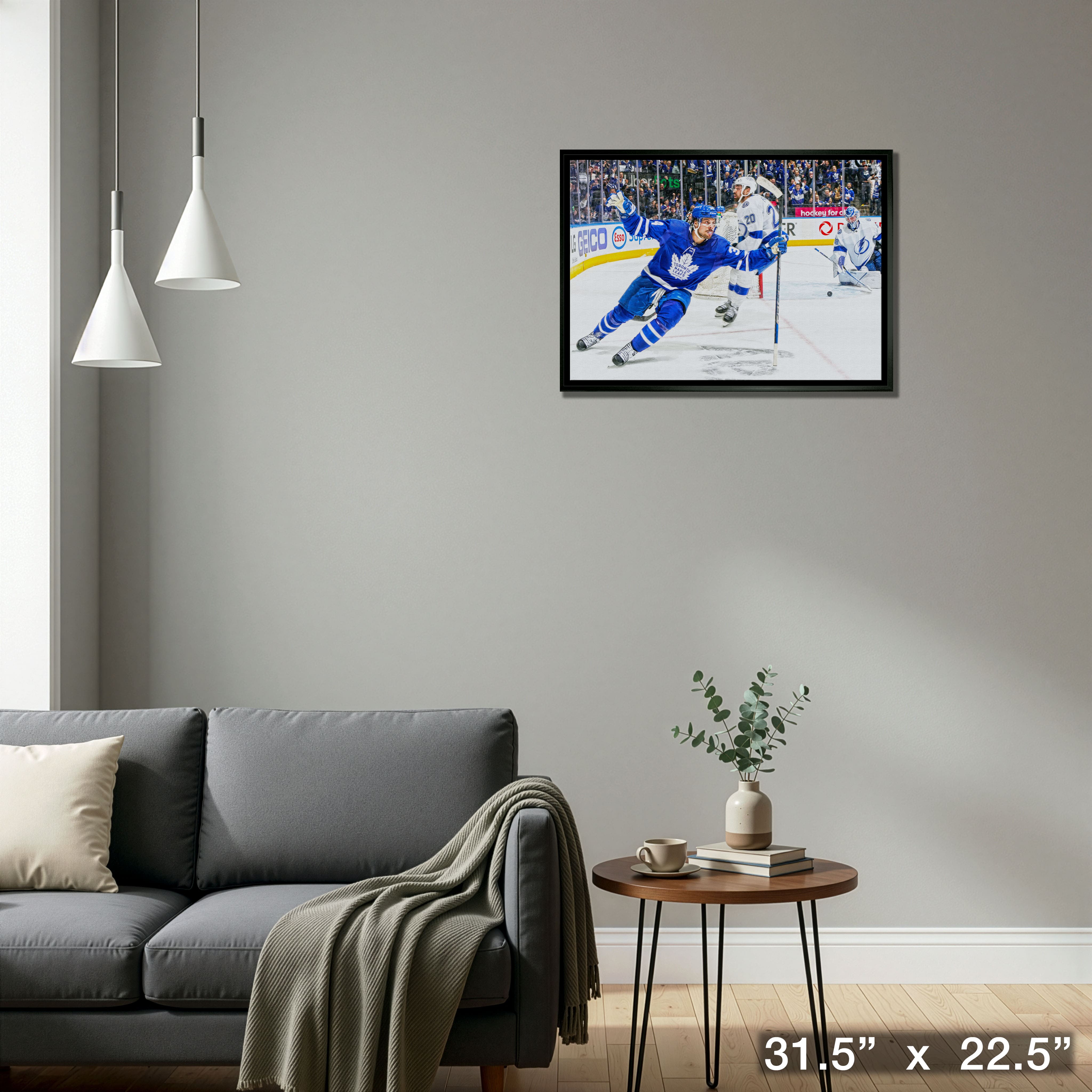 Auston Matthews Toronto Maple Leafs Framed 20" x 29" Celebration Canvas 31.5" x 22.5"