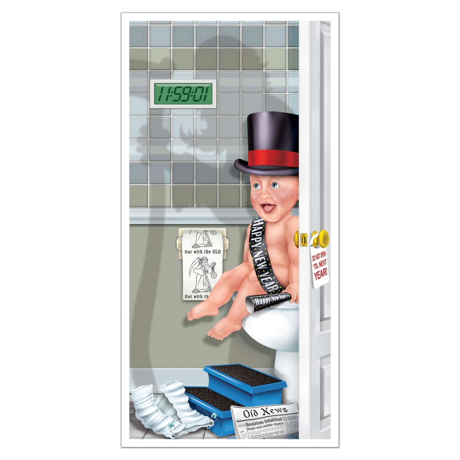Beistle 5ft. x 30" Happy New Year Theme Restroom Door Covers, 2ct