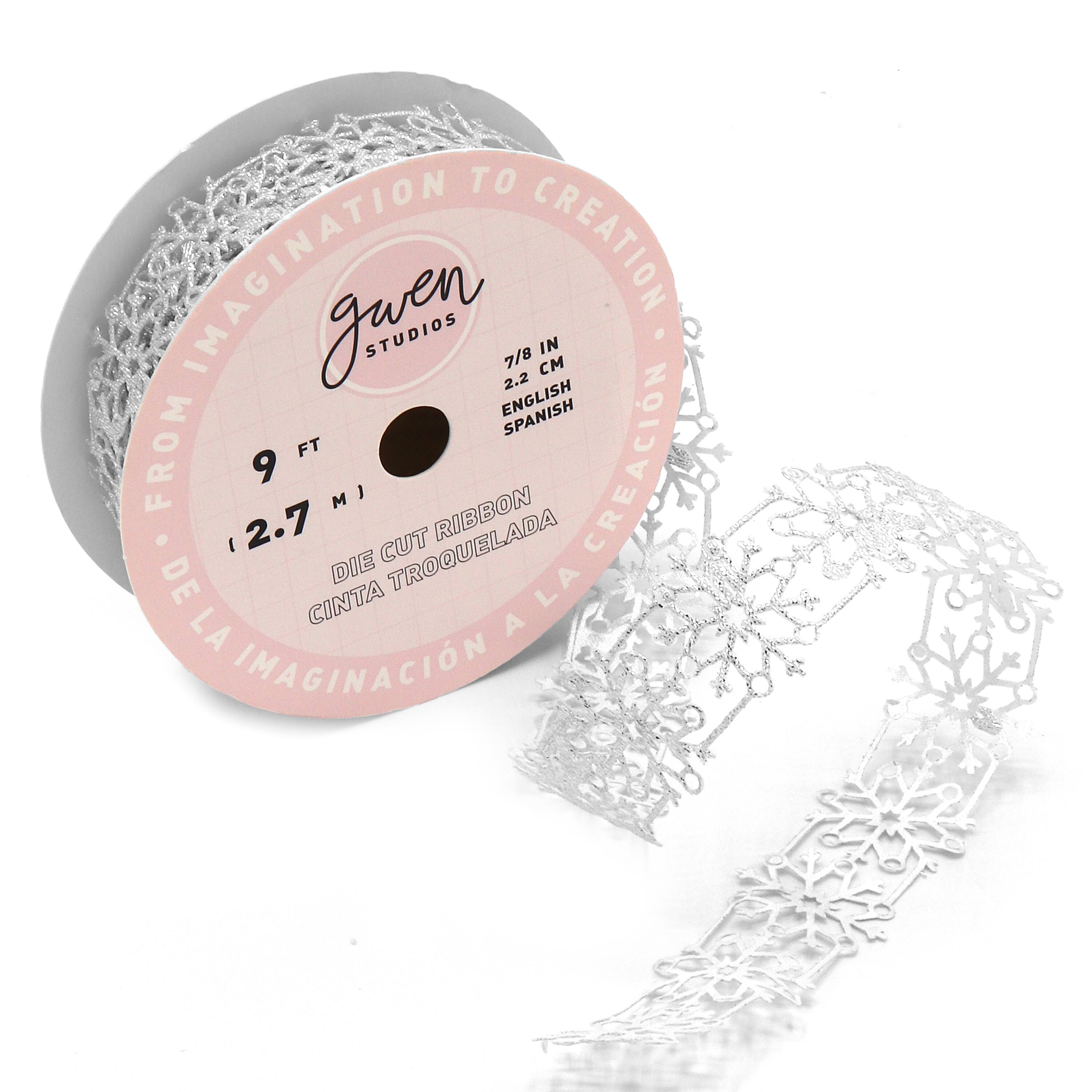 Gwen Studios 7/8" x 3yd. Die Cut Snowflakes Winter Holiday Ribbon