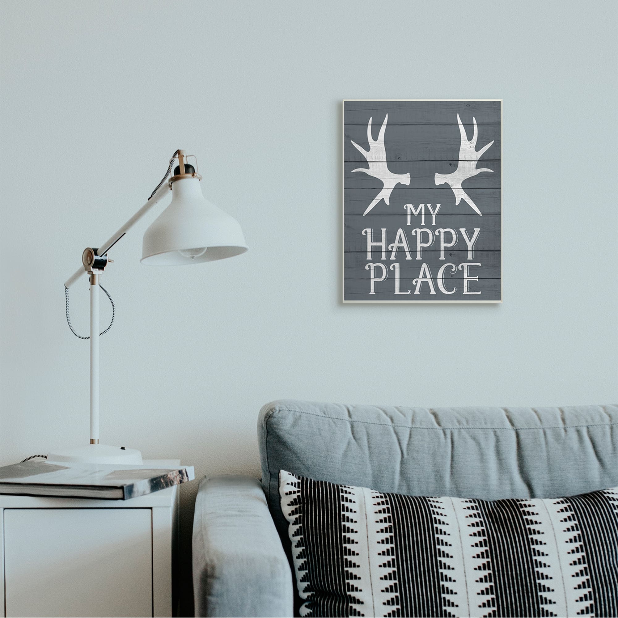 Stupell Industries Rustic My Happy Place Large Elk Antlers Wall Plaque