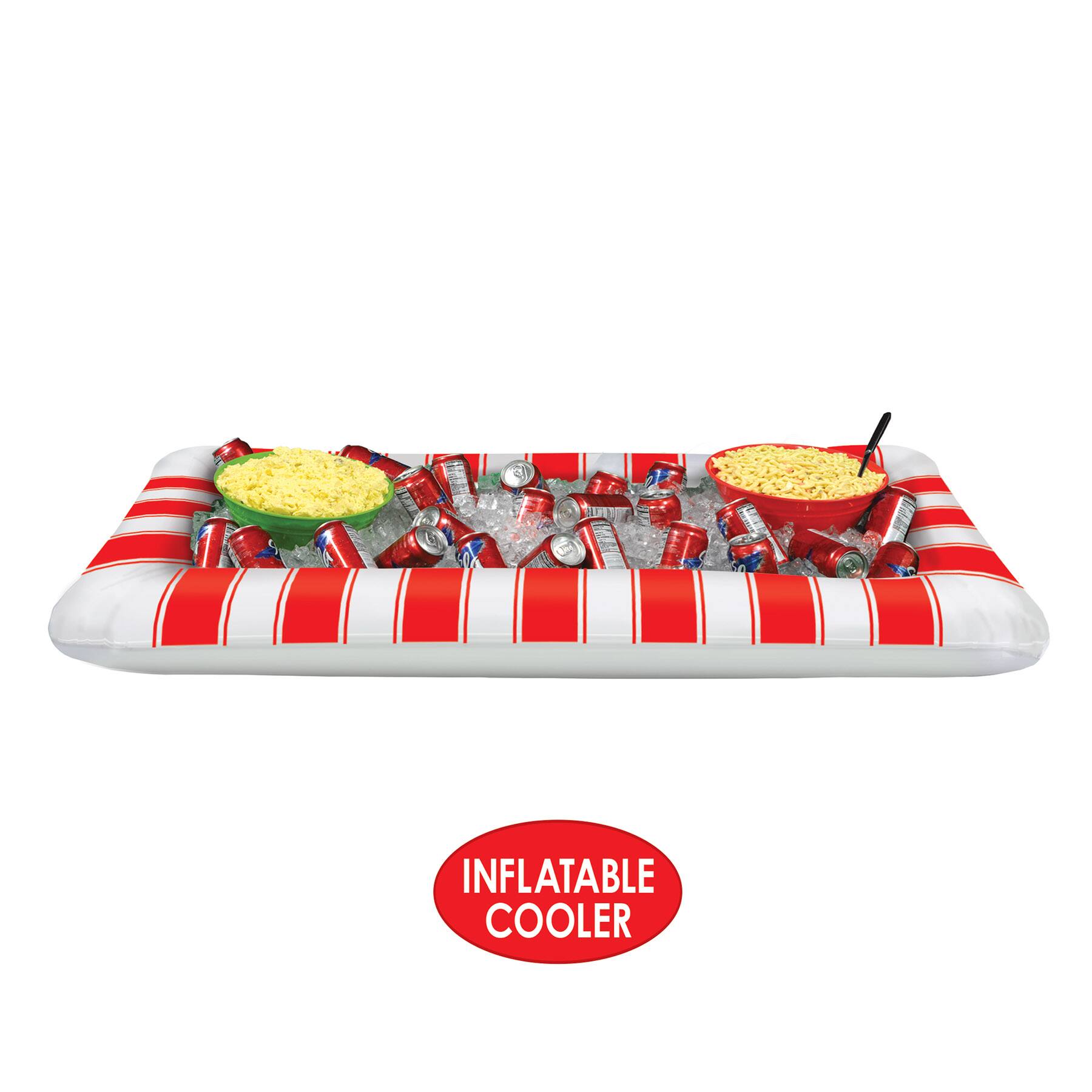 Beistle 28" x 4.47ft. Inflatable Red & White Striped Buffet Cooler