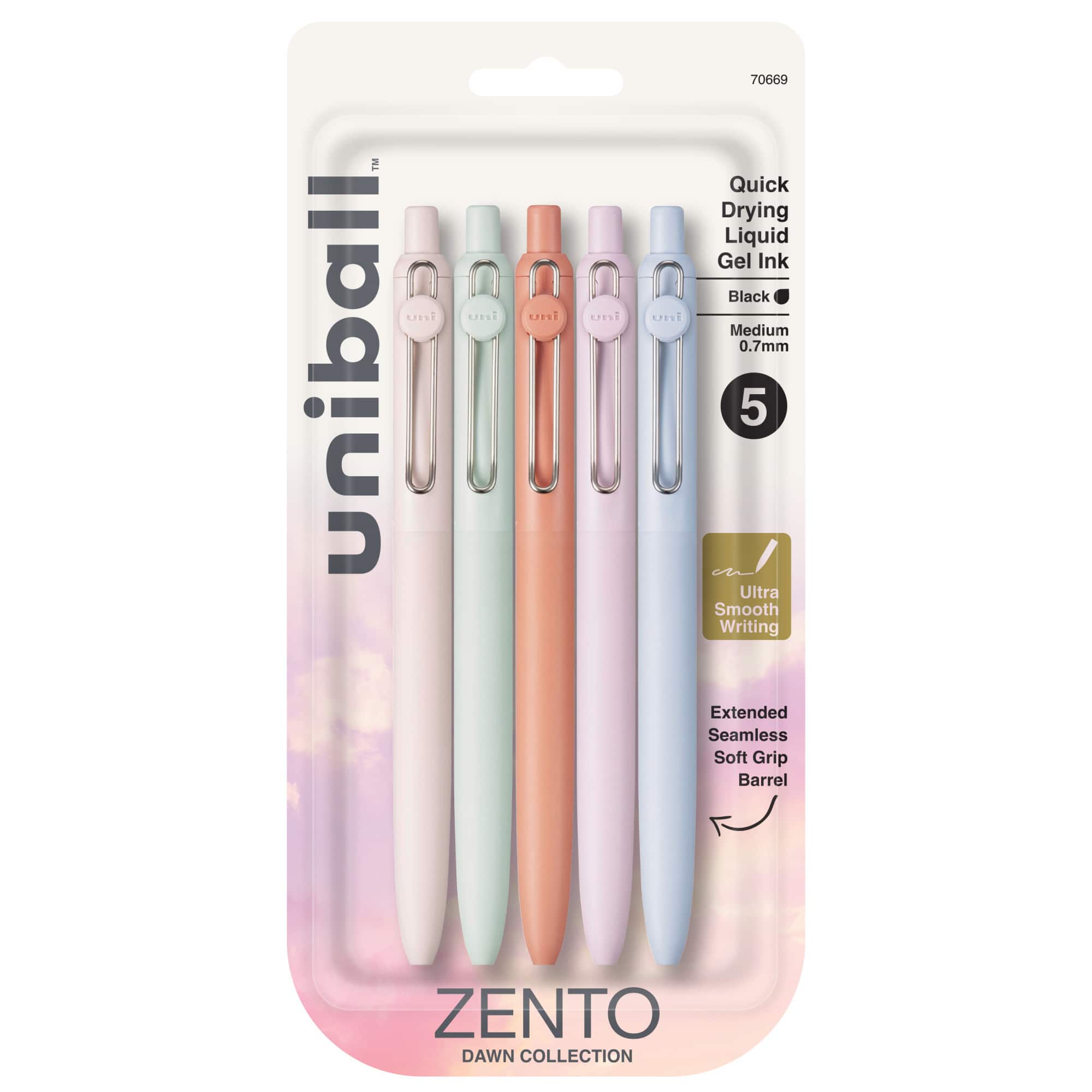 uniball™ Zento Dawn Collection 0.7mm Medium Black Ink Retractable Gel Pen Set