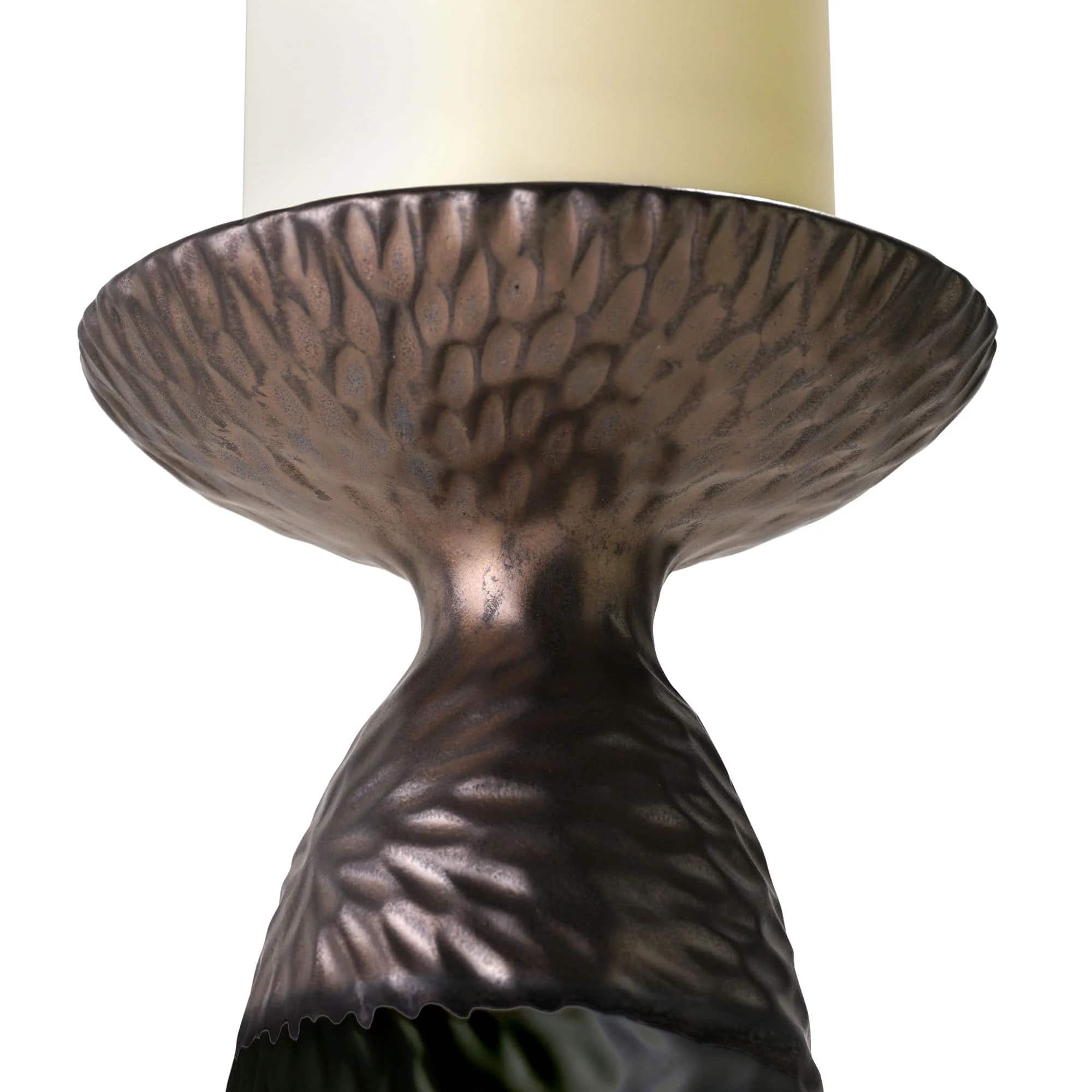 American Art Decor Twin Crucibles 2-Piece Table Top Candle Holder Set in Black - 15.25" x 4.5", 15.25" x 4.5"