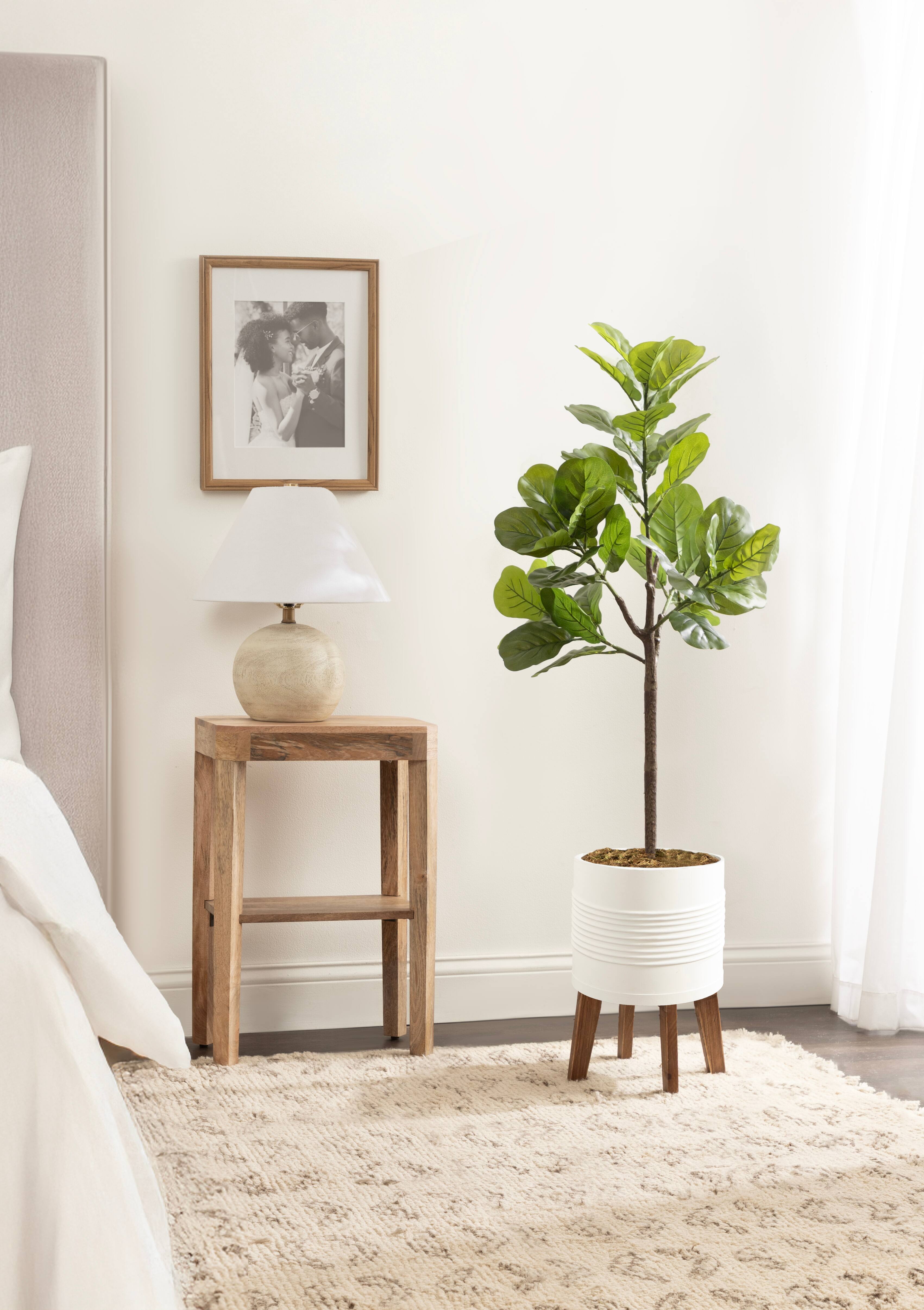 Kate and Laurel 4ft. Fidmont Faux Fiddle Fig Tree with Gavri Planter