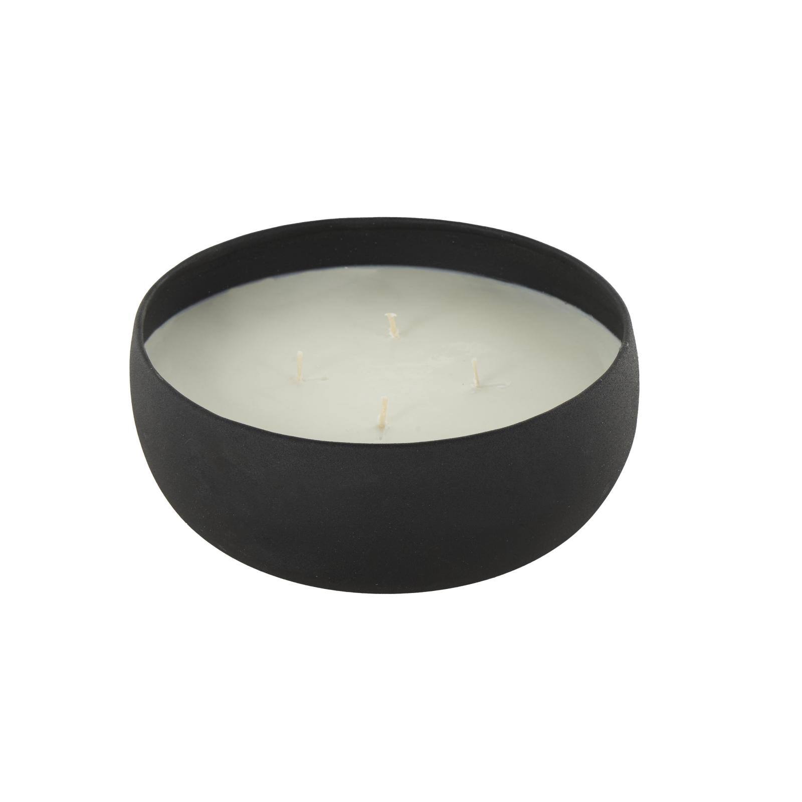 7" Black 4-Wick Metal Eucalyptus Spa Scented & Textured Candle with White Wax