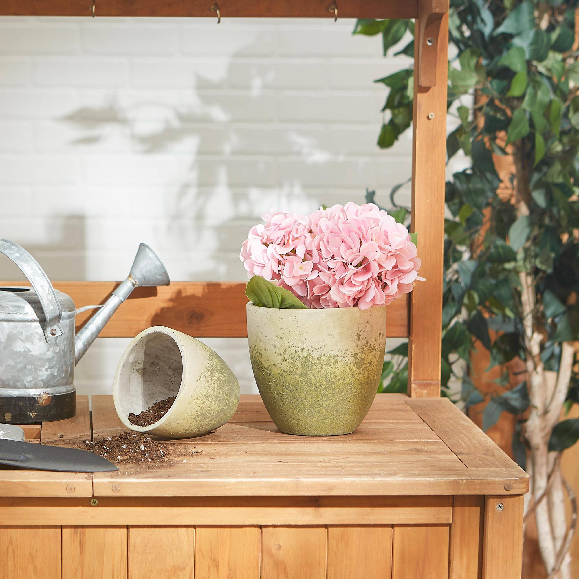 Weathered Cement Flower Pot Set