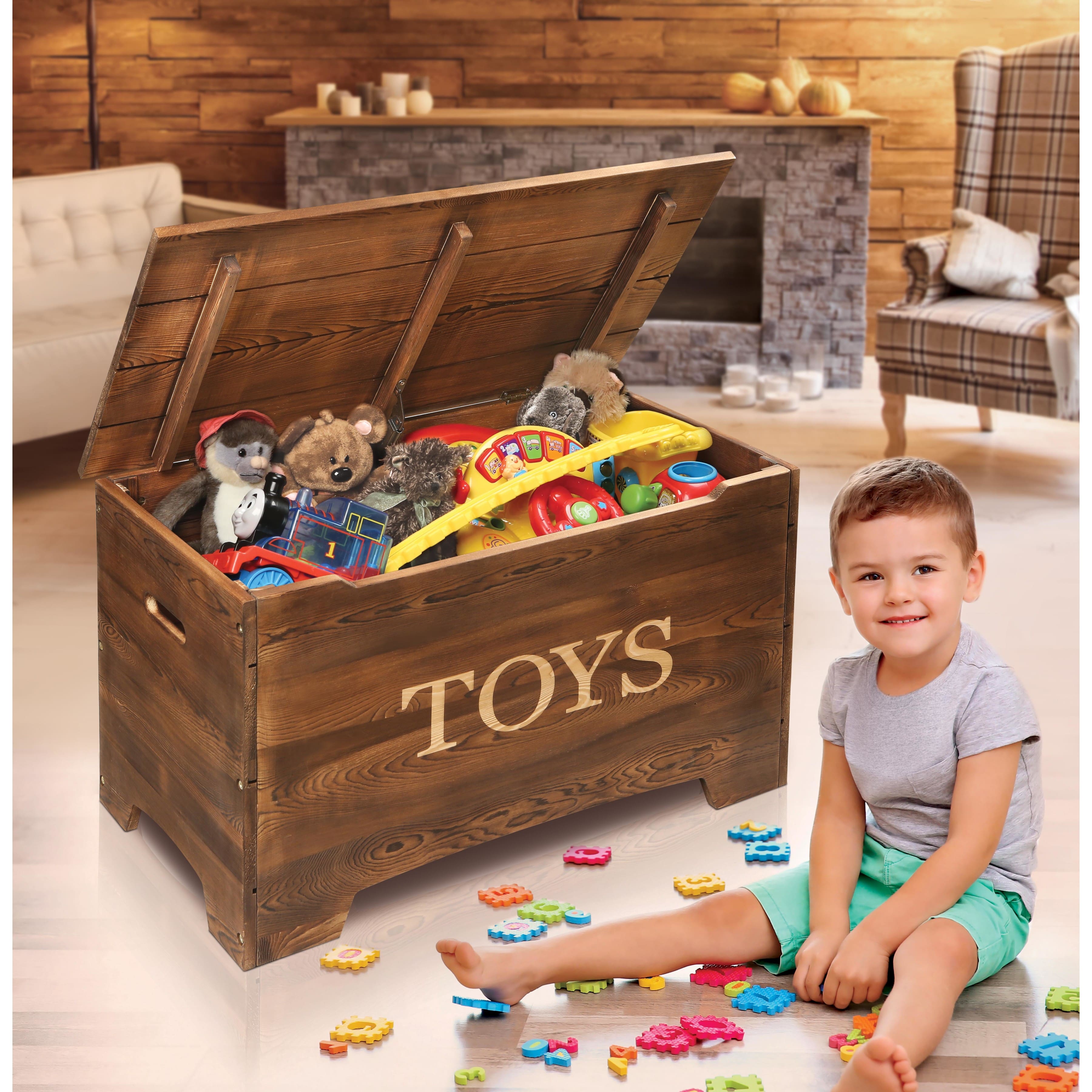 Badger Basket Caramel Brown Solid Wood Rustic Toy Box