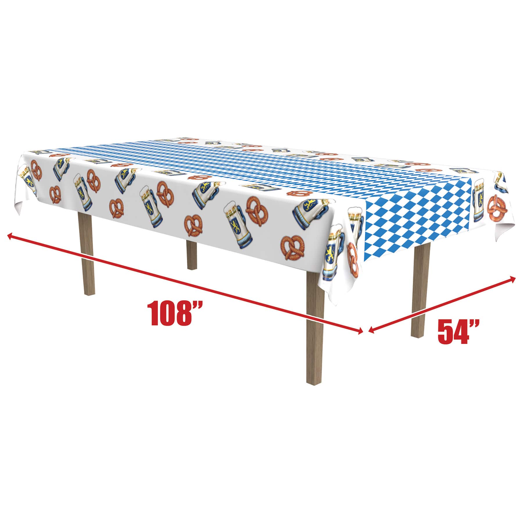Beistle 54" x 108" Pretzel & Beer Oktoberfest Plastic Table Cover