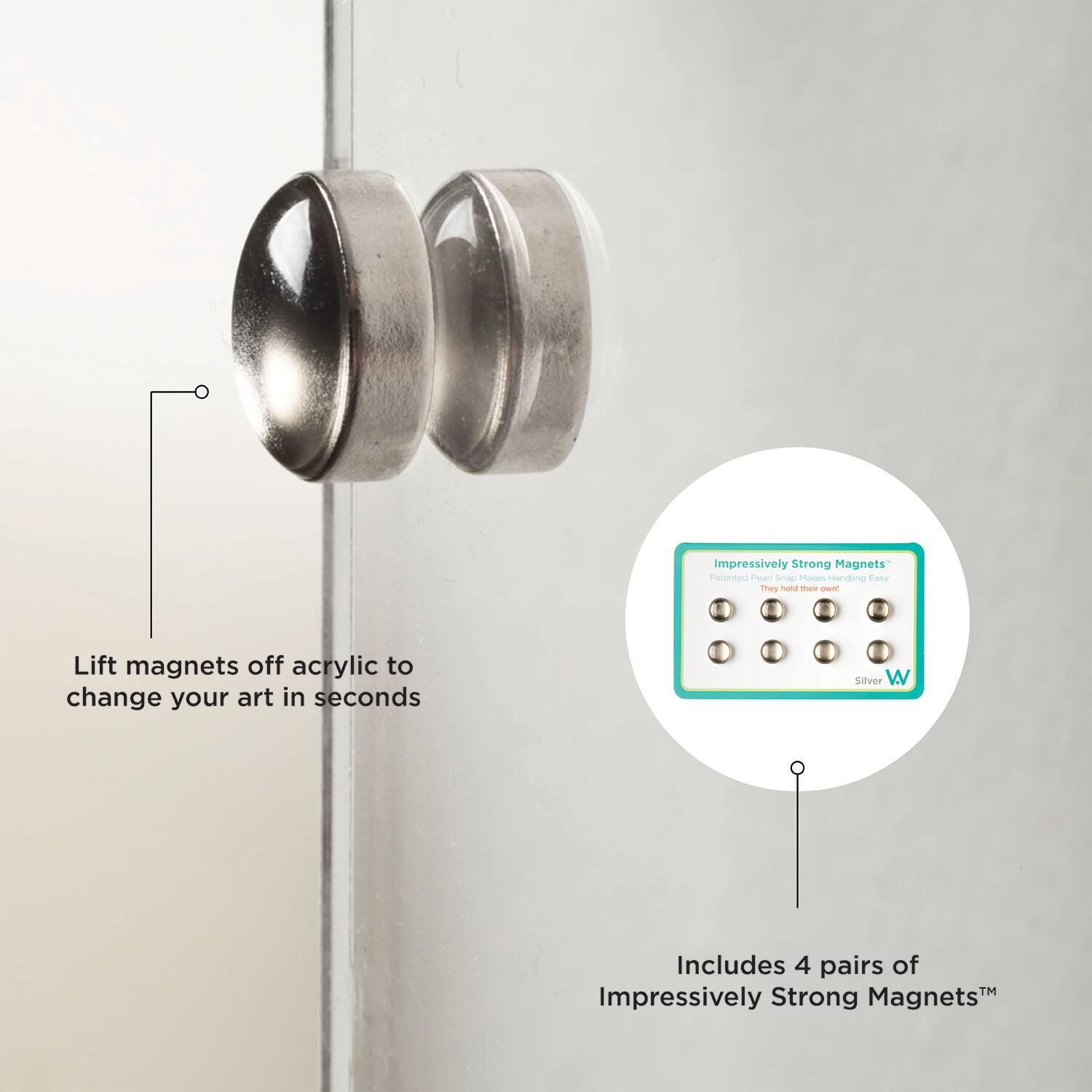 Wexel Art Easy Change Memo Board + Magnets with Silver Hardware