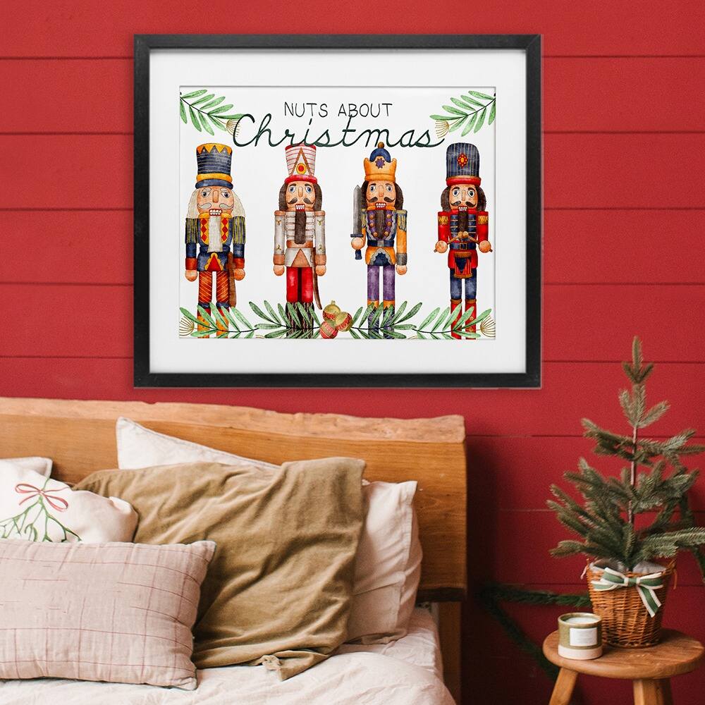 Stupell Industries Nuts About Christmas Nutcrackers Framed Print Under Glass Wall Art