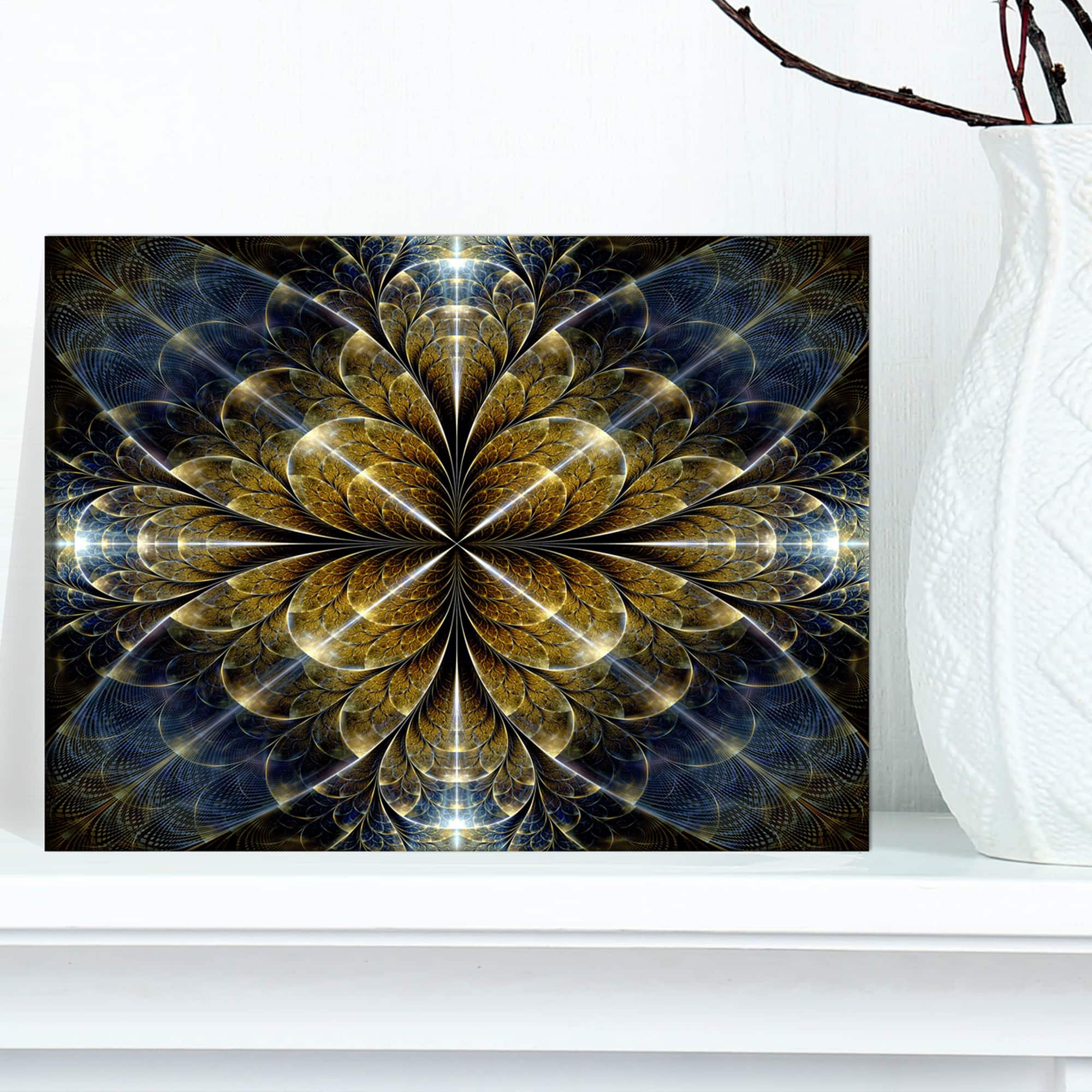 Designart - Digital Gold Fractal Flower Pattern