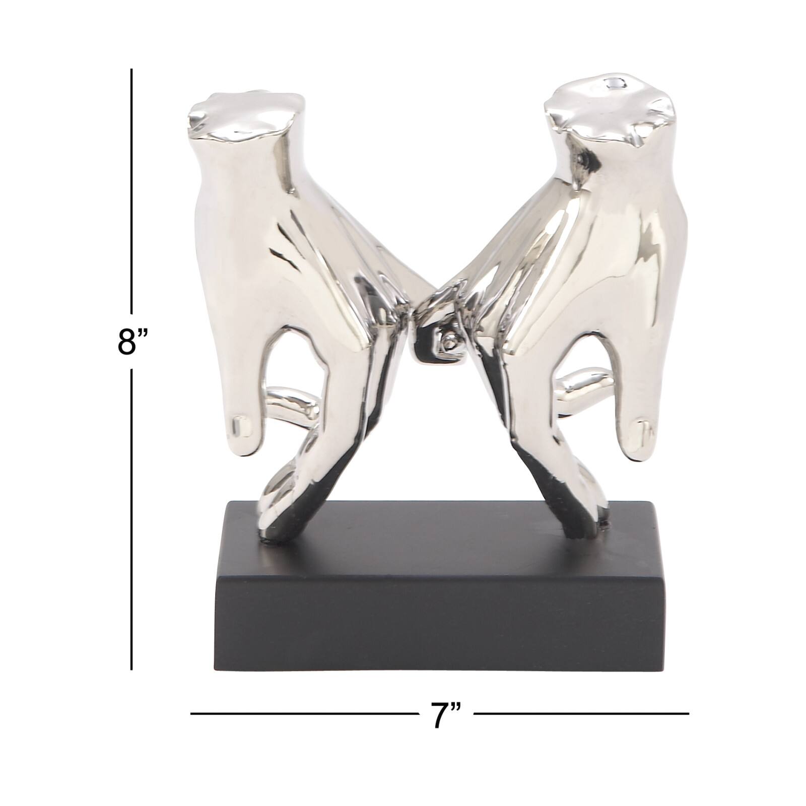 8" Silver Porcelain Hands Sculpture