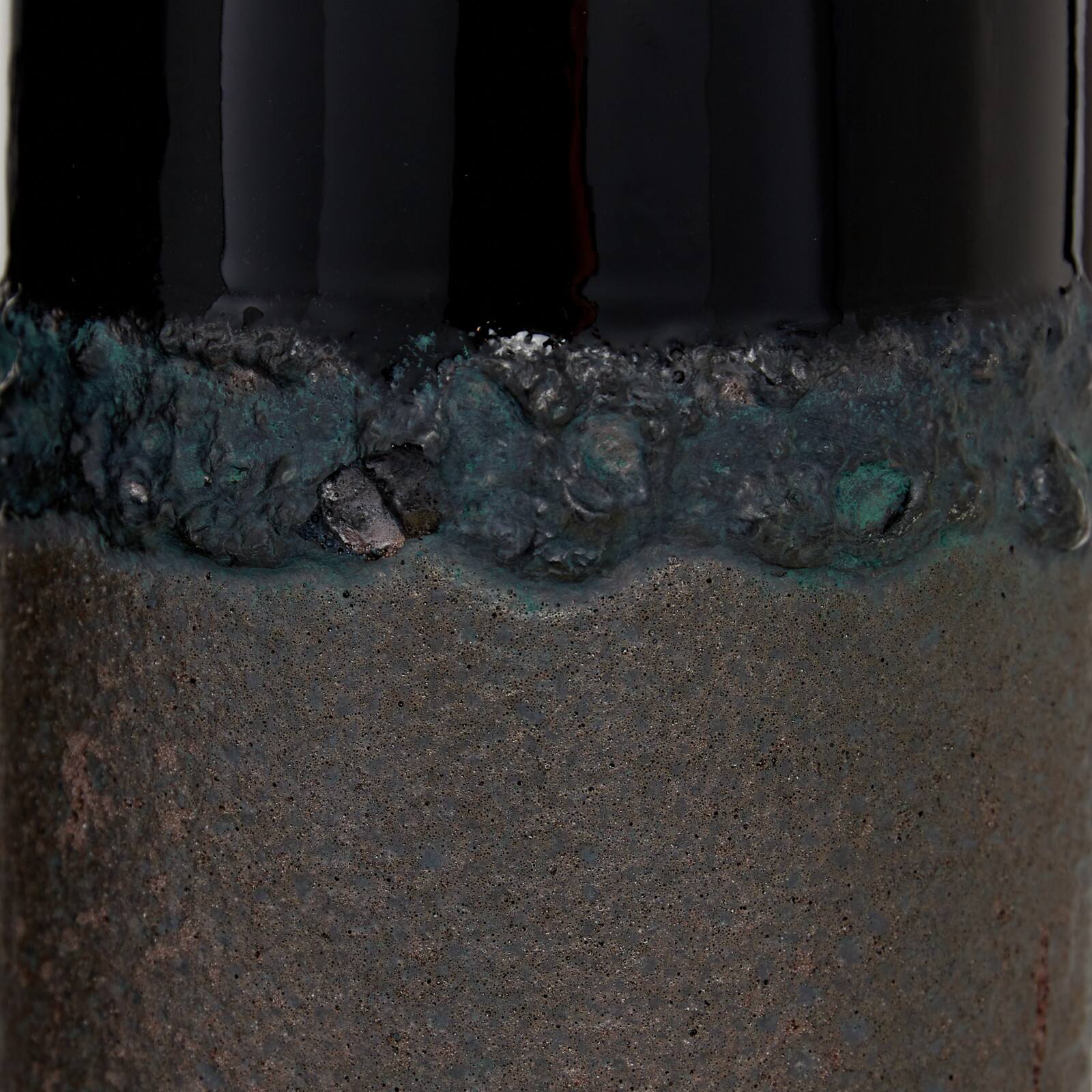 Set of 2 Black Stoneware Rustic Vase, 20", 15"