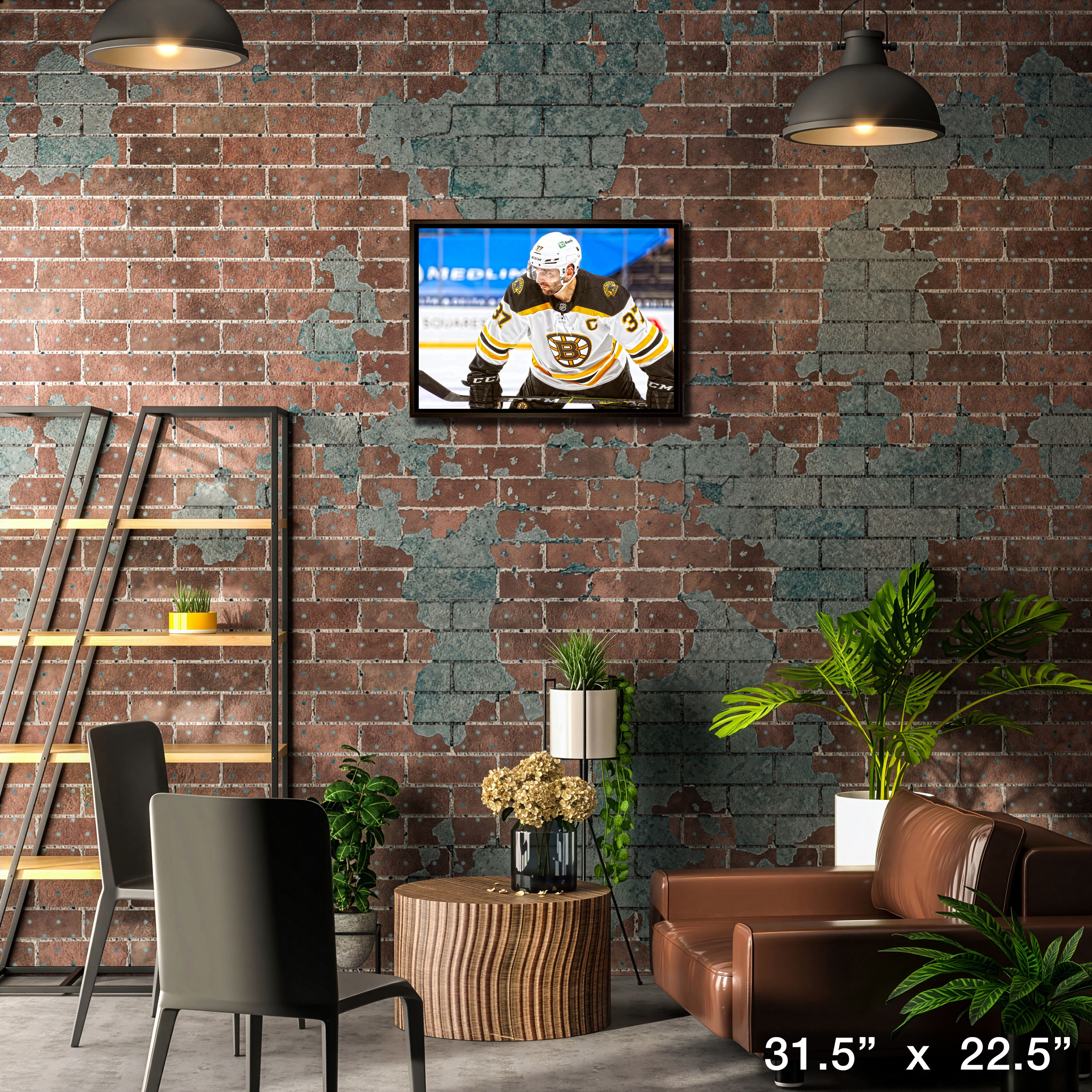 Patrice Bergeron Boston Bruins Framed 20" x 29" Face-Off Canvas 31.5" x 22.5"
