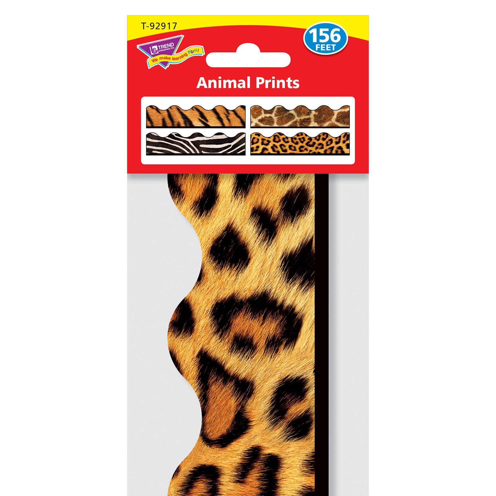 Trend Enterprises® Terrific Trimmers® Animal Prints Border Variety Pack, 312ft.