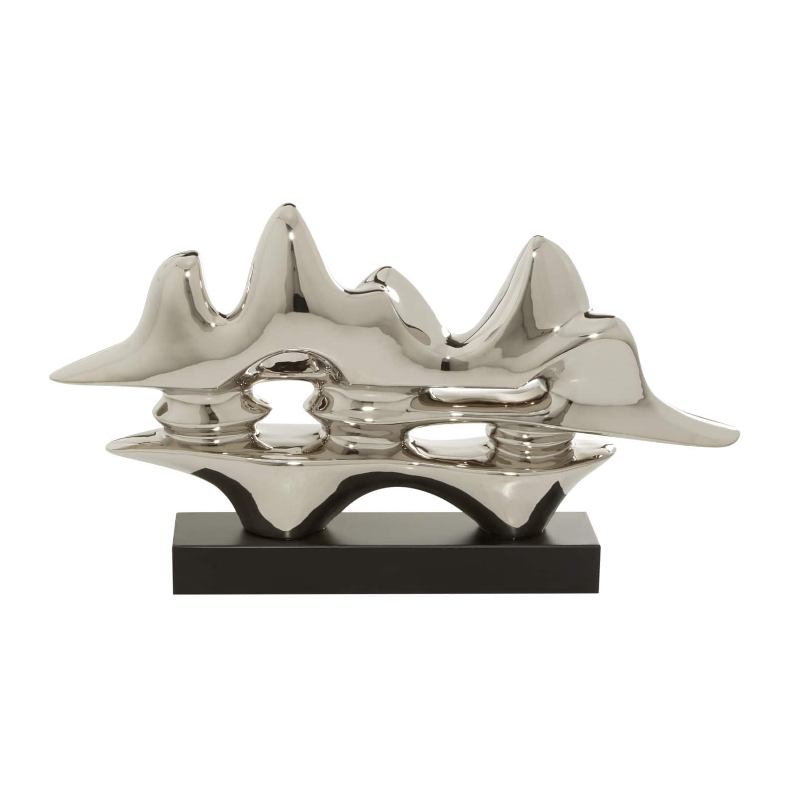 Silver Porcelain Sculpture, Abstract 14" x 25" x 5"