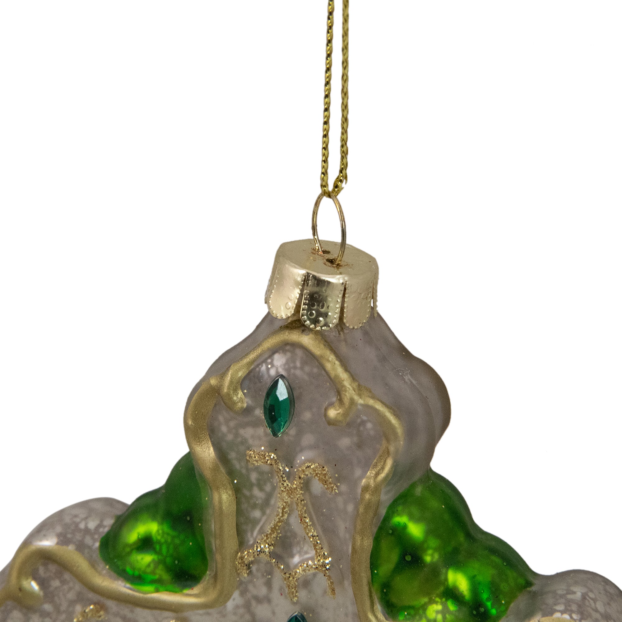 5" Luck of the Irish Green & White Mercury Glass Cross Christmas Ornament