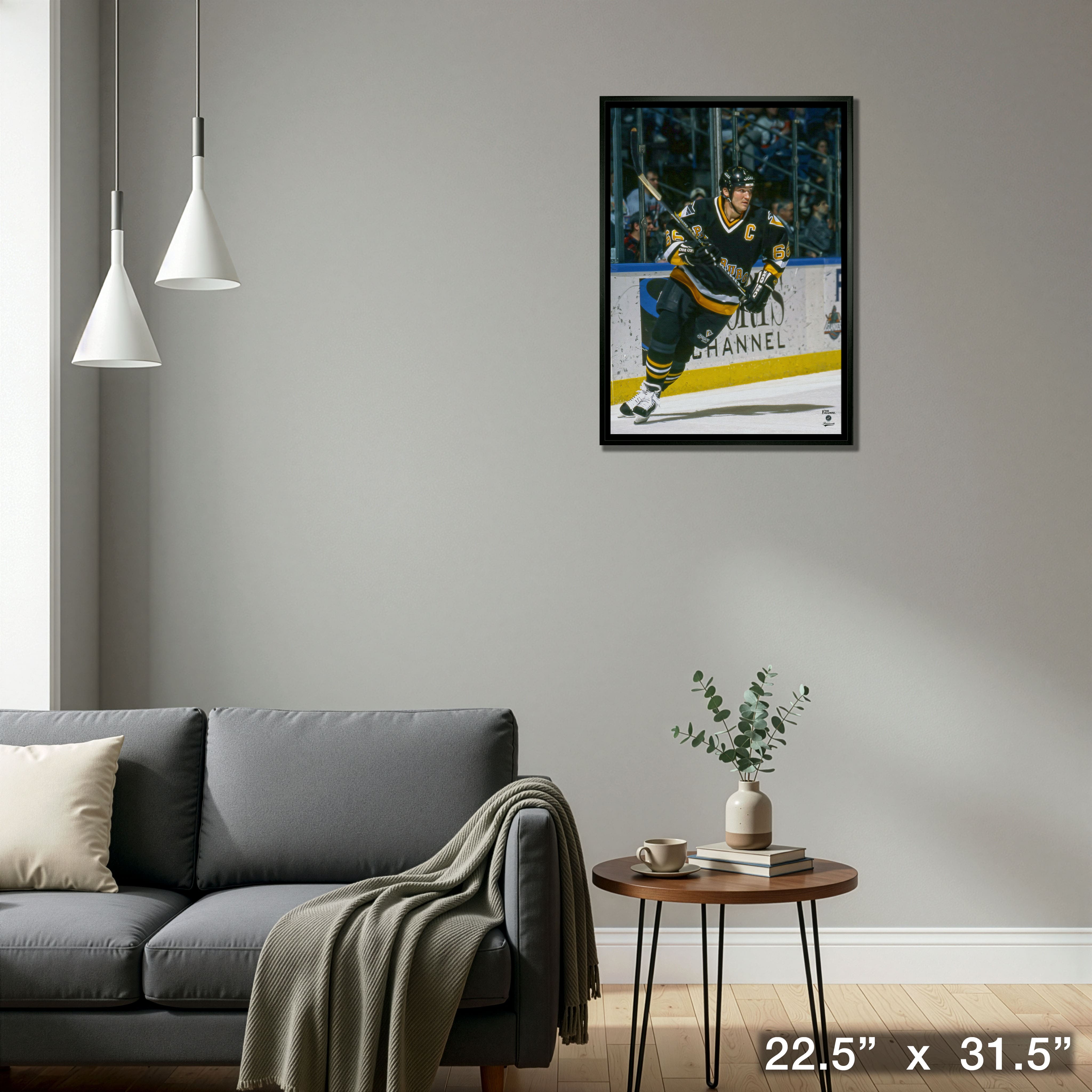 Mario Lemieux 20" x 29" Framed Canvas Penguins Action-V 22.5" x 31.5"