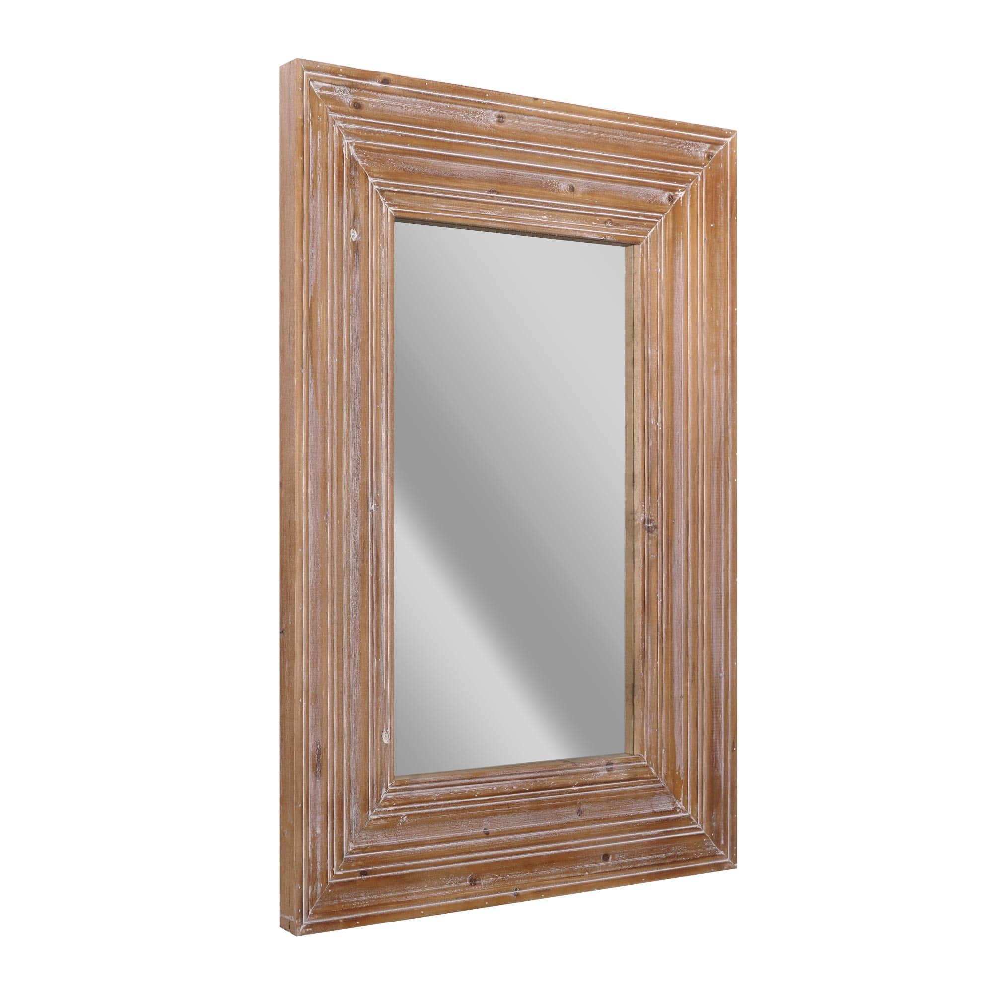 Natural Whitewash Wood Farmhouse Wall Accent Mirror - 30" x 40"