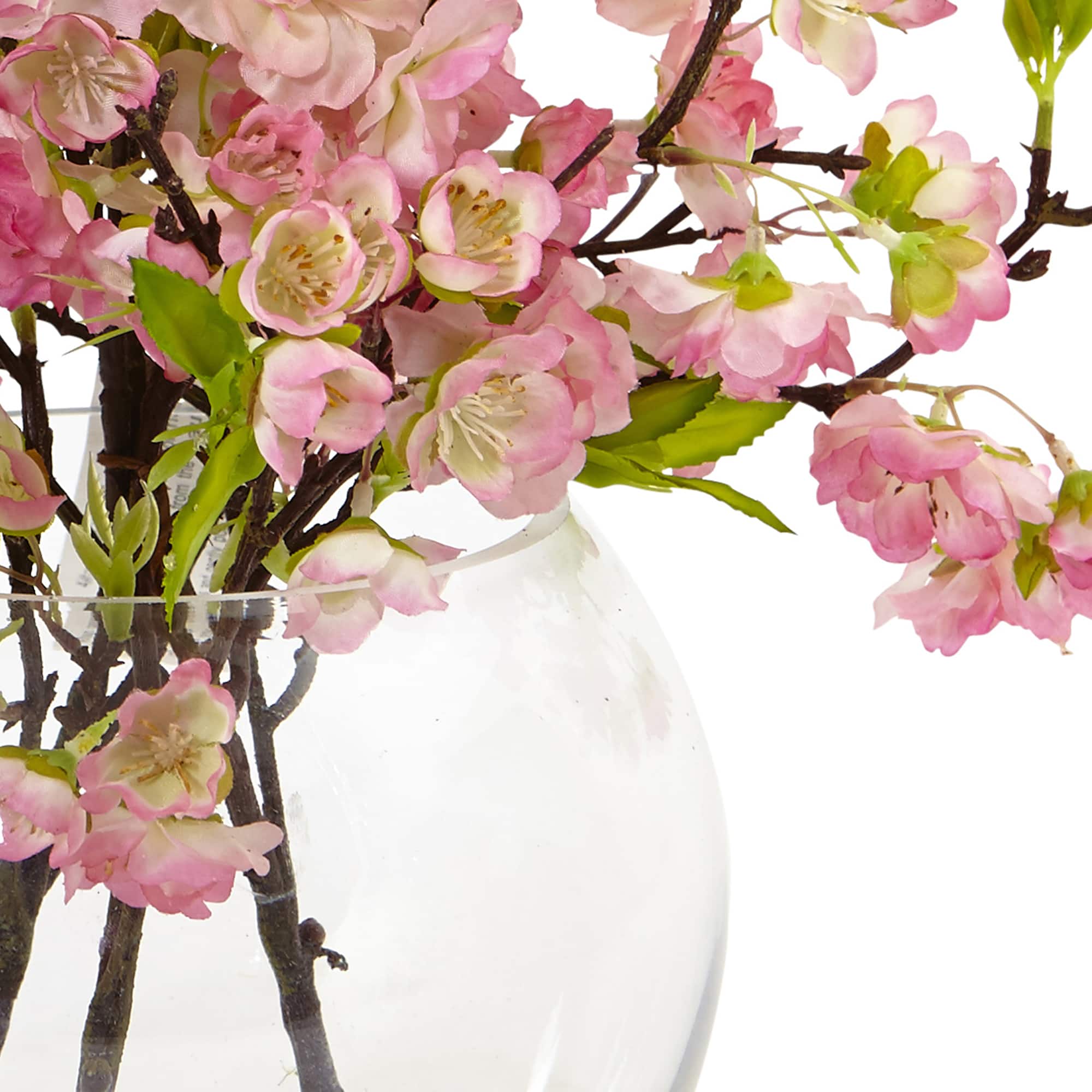 14" Cherry Blossom Arrangement in Glass Vase