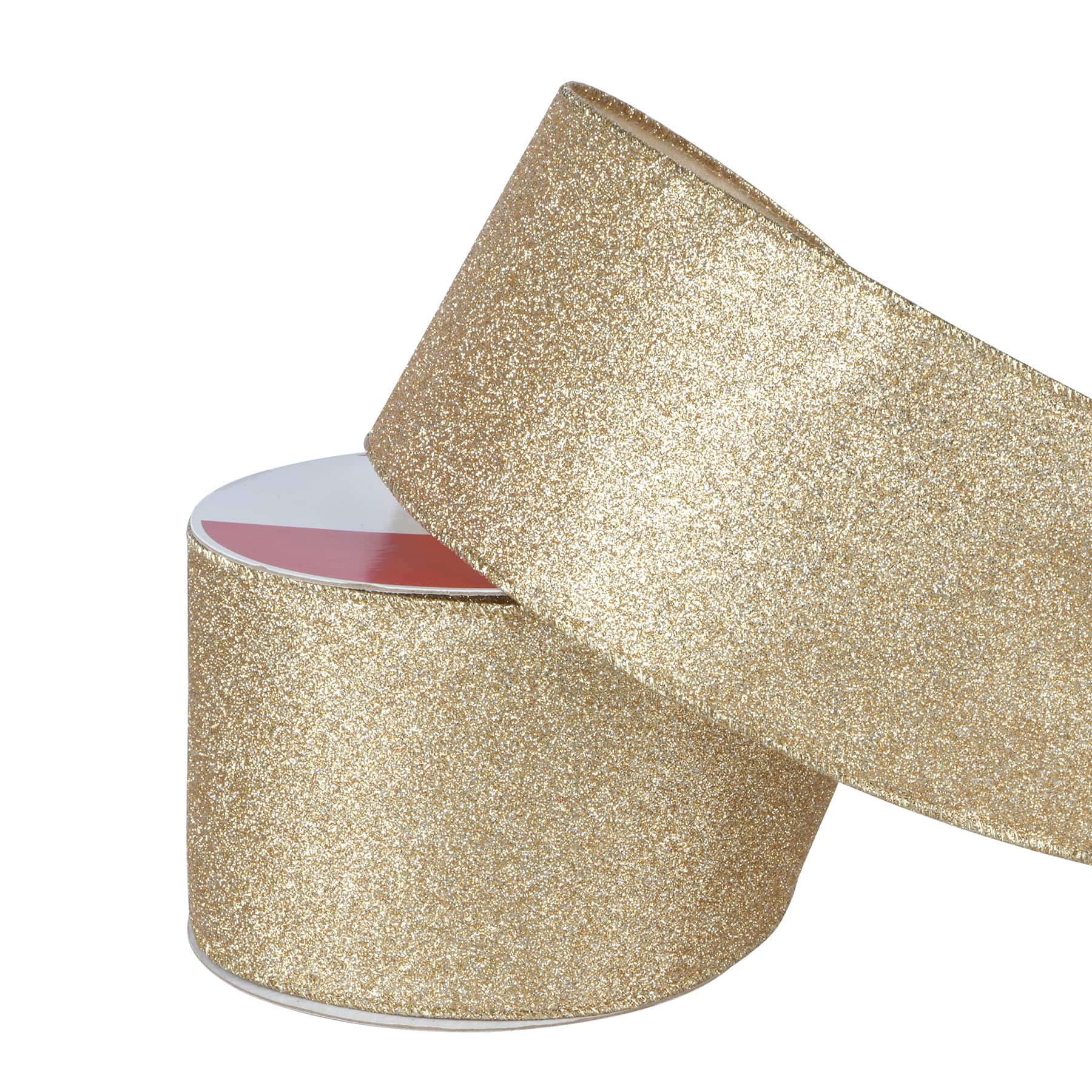 3.5" x 7yd. Gold Wired Glitter Ribbon by Celebrate It®
