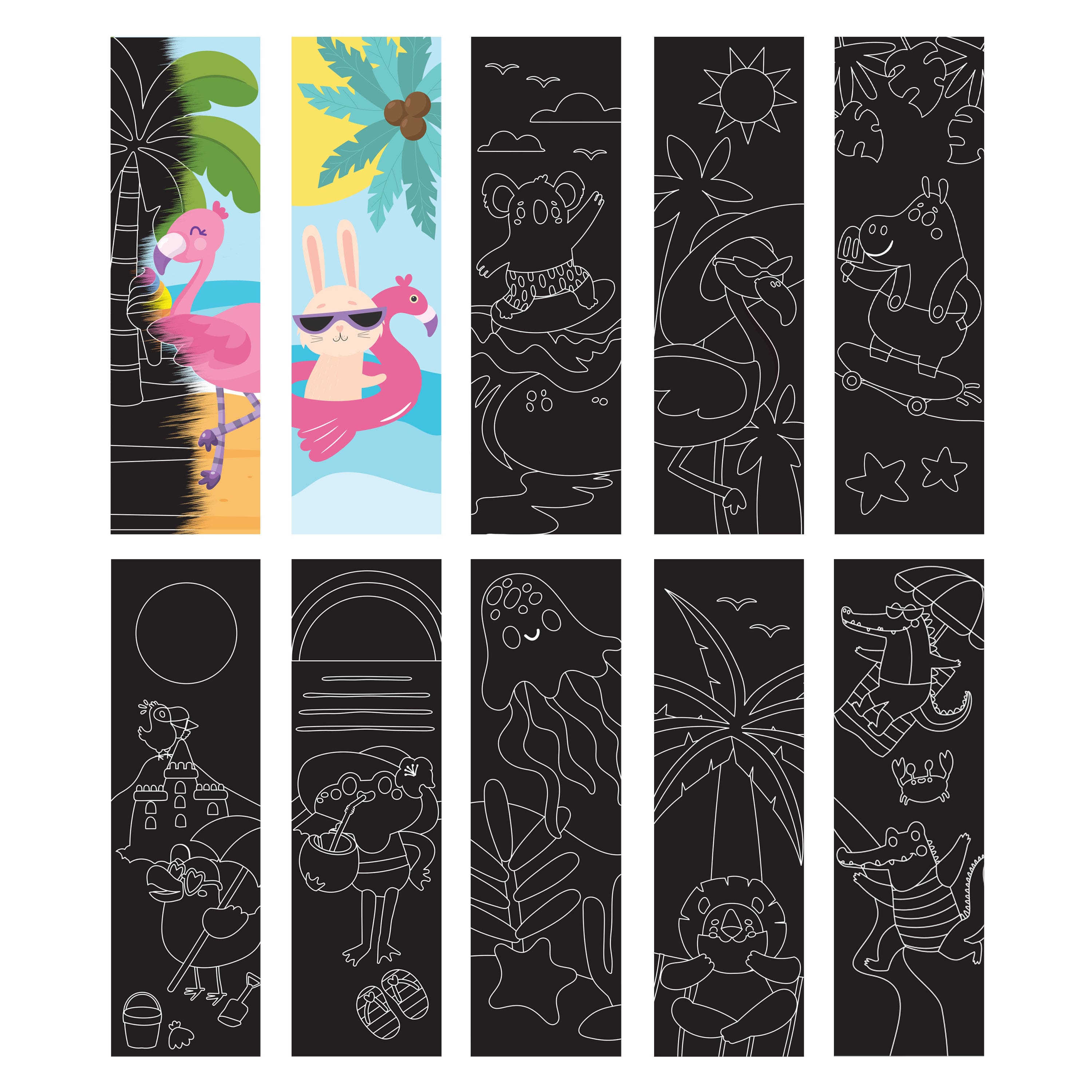 Little Yellow Bicycle® Flamingo Beach Bookmark Scratch Art Pad Kit