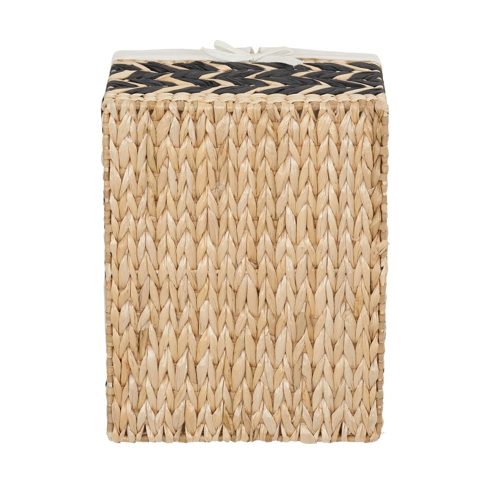 Household Essentials 9" Black & Natural Herringbone Wicker Storage Basket with Cloth Liner