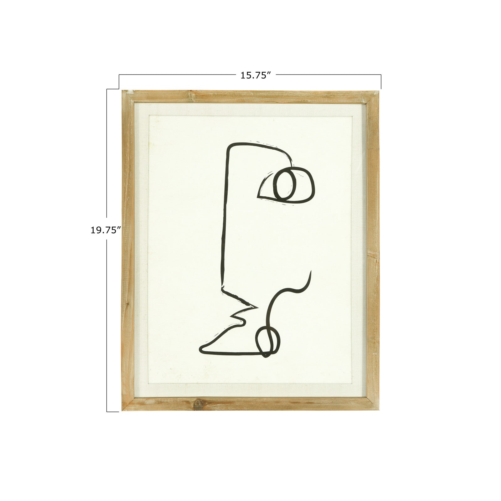Hello Honey® Black & White Abstract Face Wall Art with Fir Wood Frame