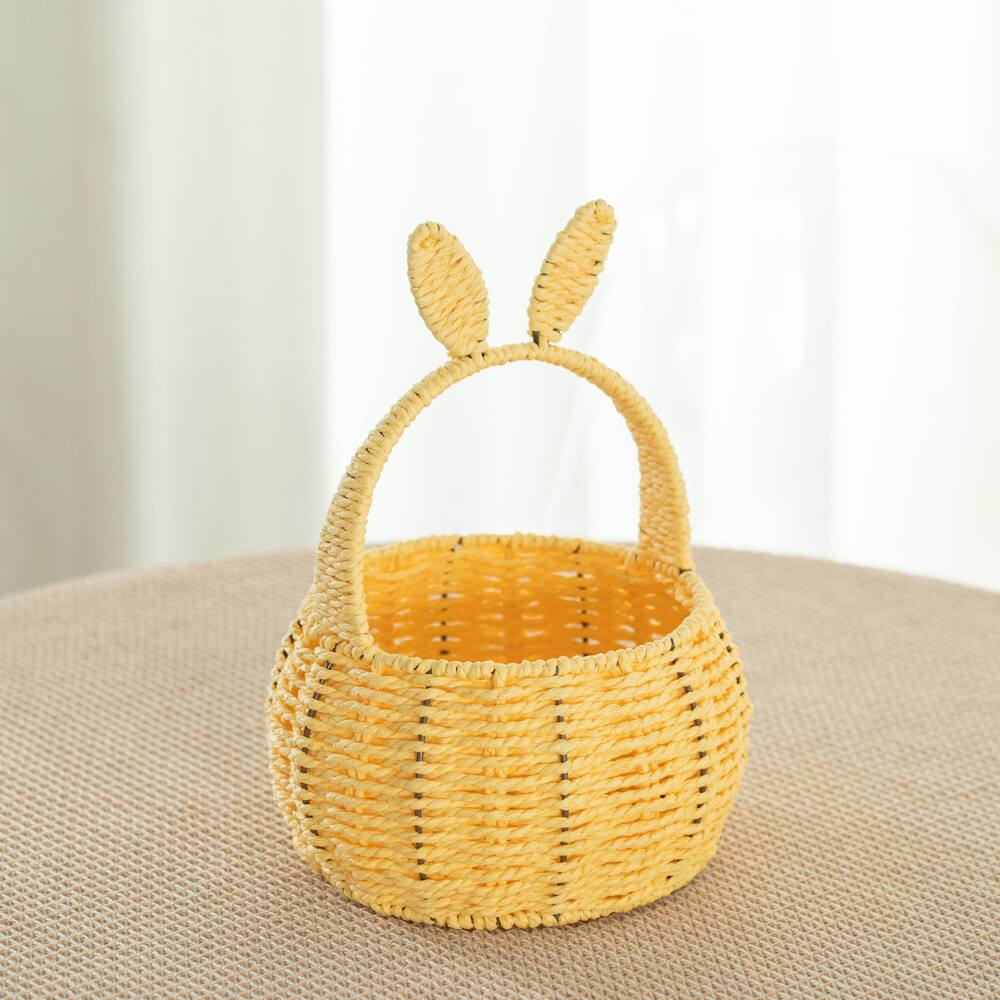 Wickerwise Hand Woven Easter Bunny Ears Basket with Handle