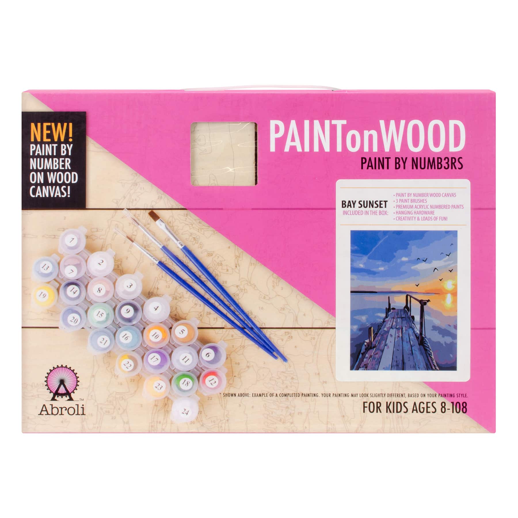 Abroli Small Bay Sunset Paint On Wood by Number Kit