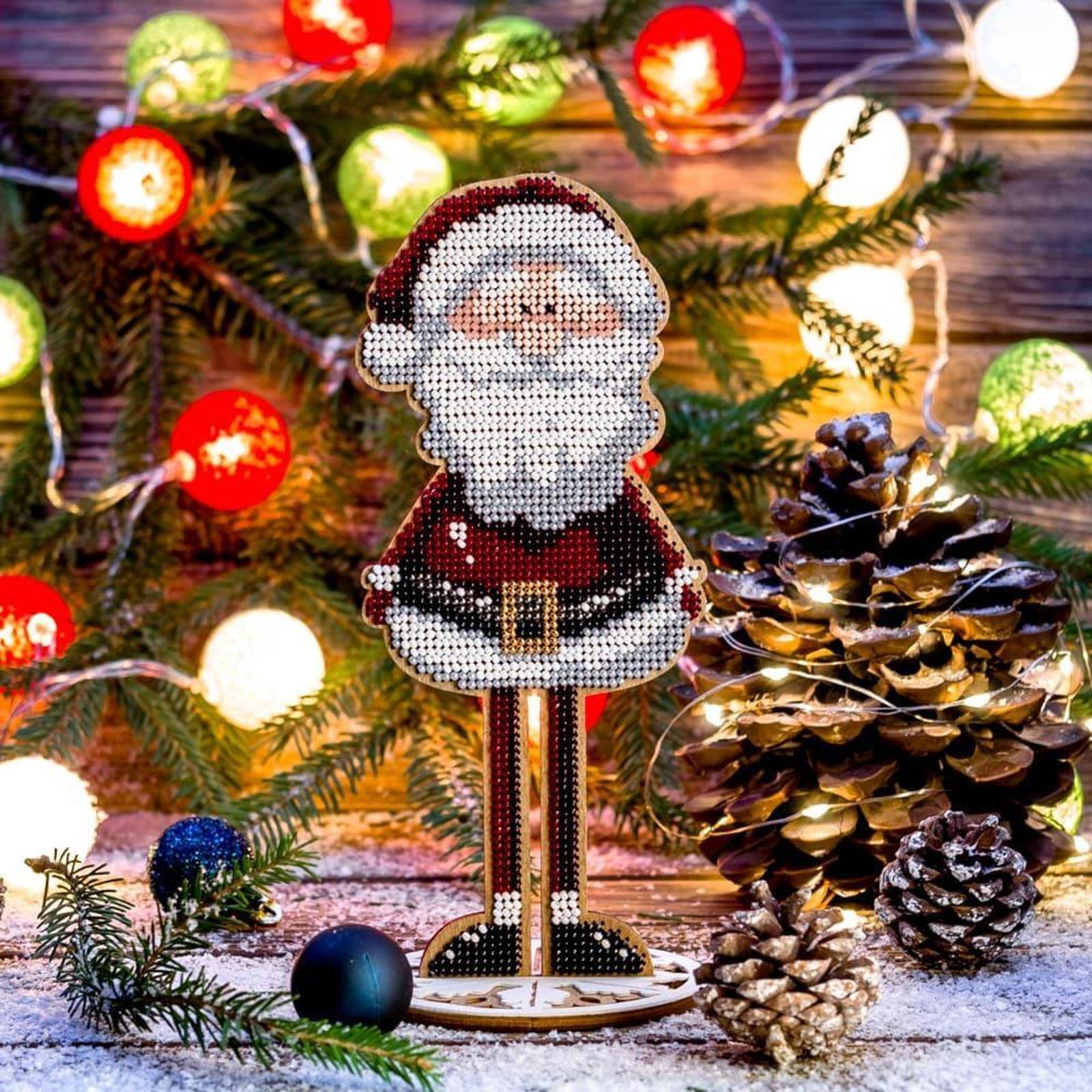 Wonderland Crafts Santa Clause Bead Embroidery on Wood Kit
