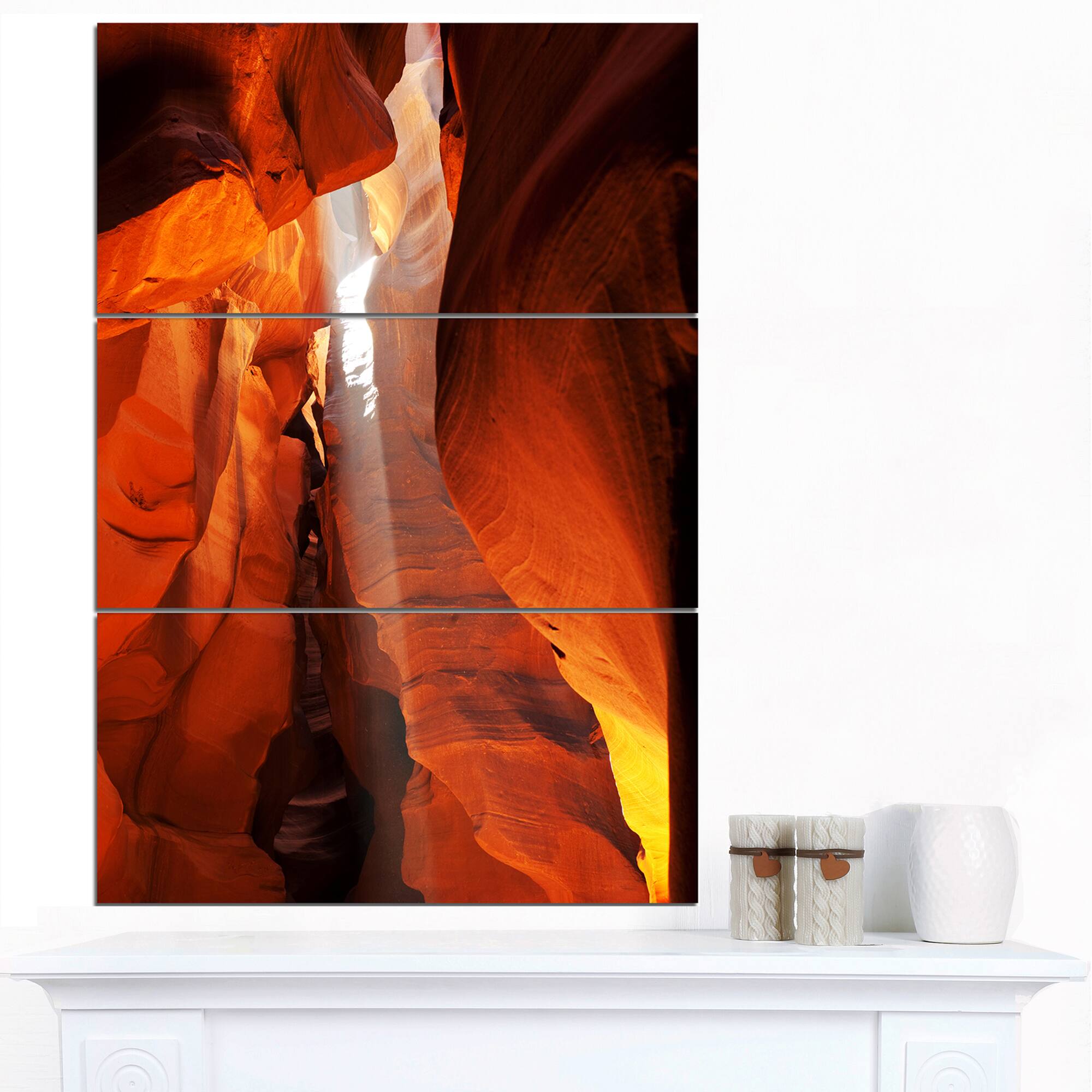 Designart - Antelope Canyon in Sunlight Rays - Oversized African Landscape Canvas Art
