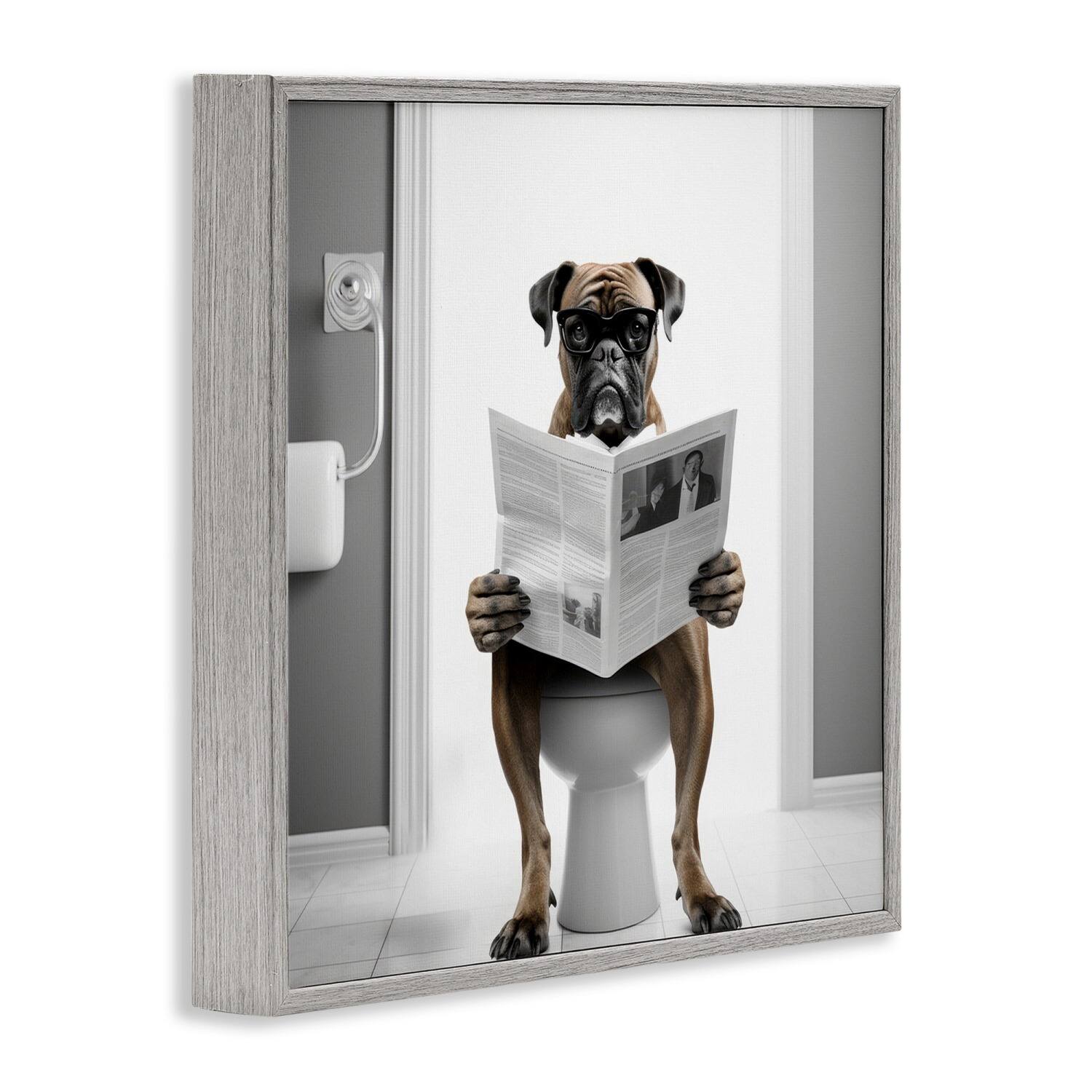 Stupell Industries Boxer Dog & Newspaper Framed Giclee Art