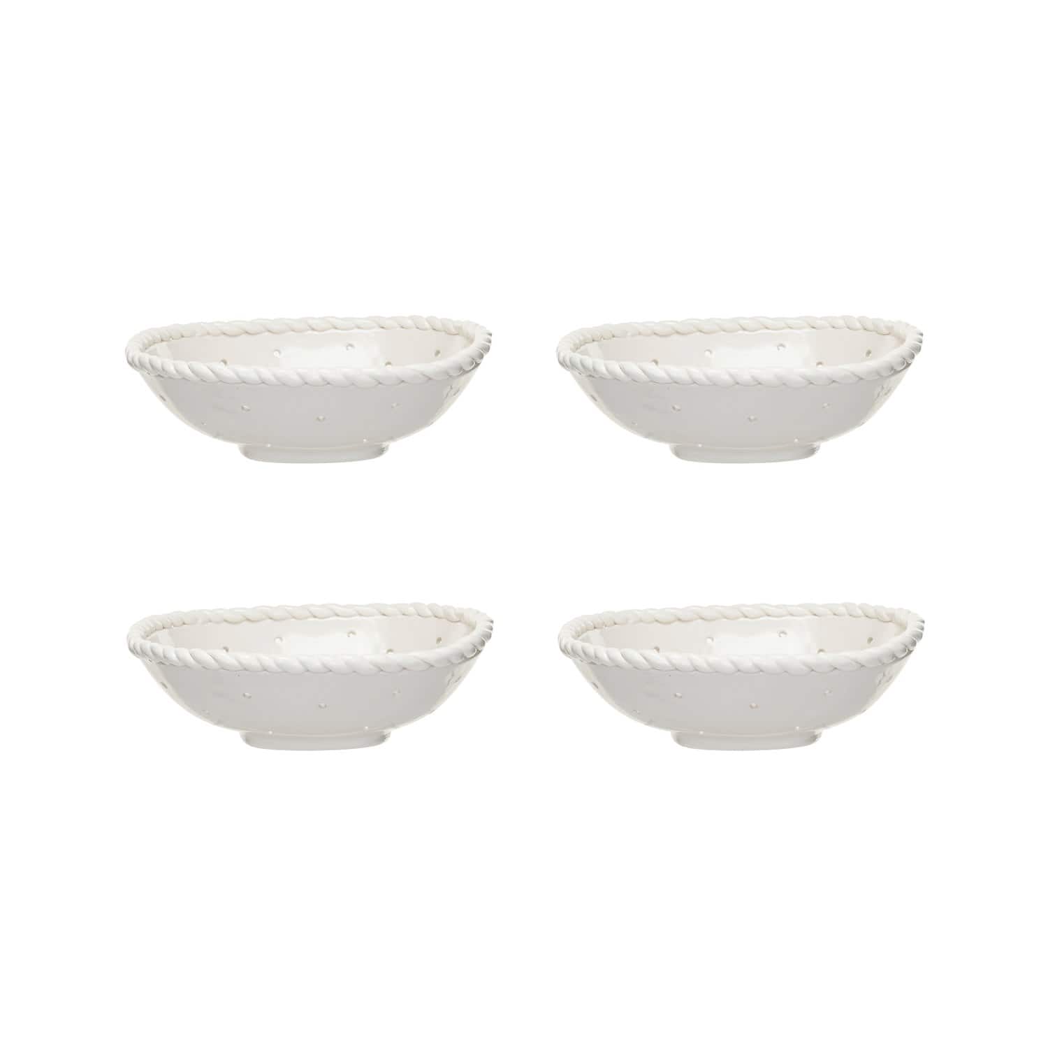 Hello Honey® 10.5" White Stoneware Colander with Twisted Edge, 4ct.