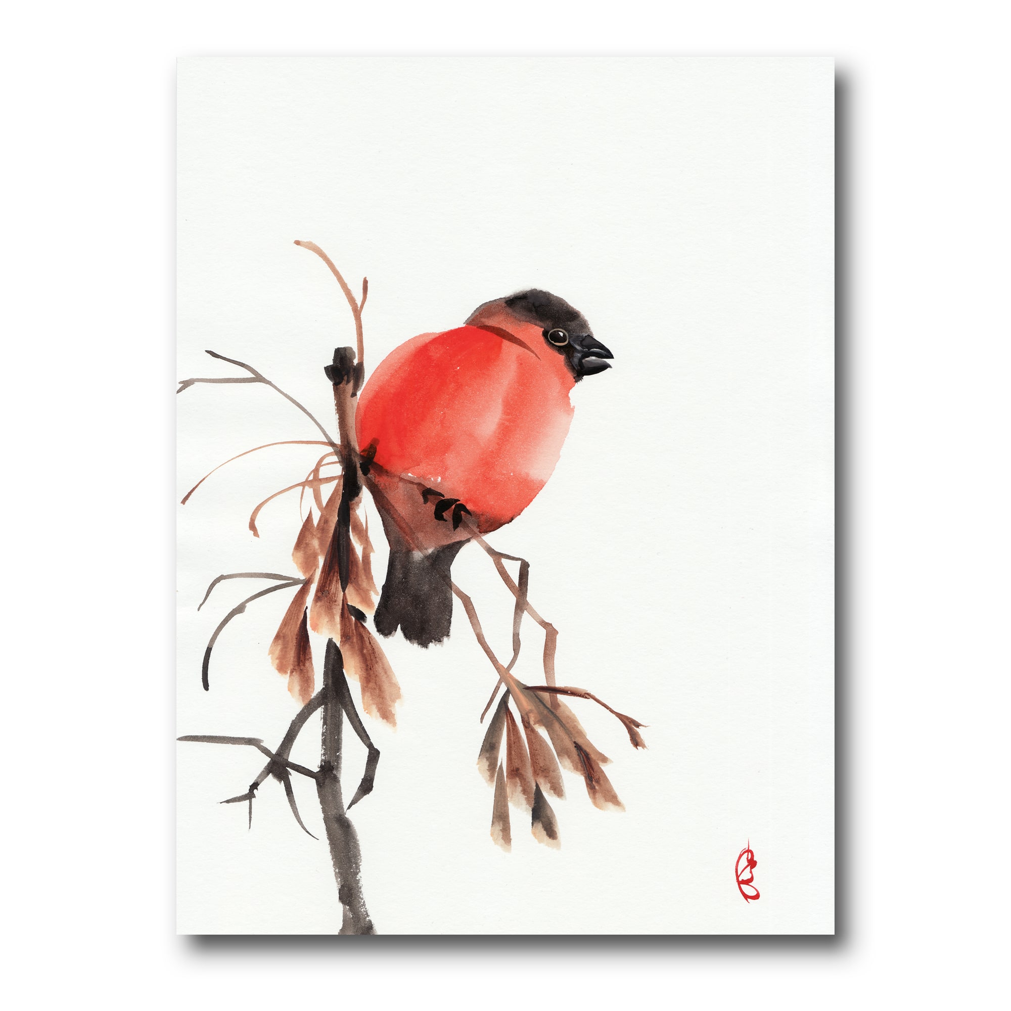 Designart - Bullfinch Bird On A Branch