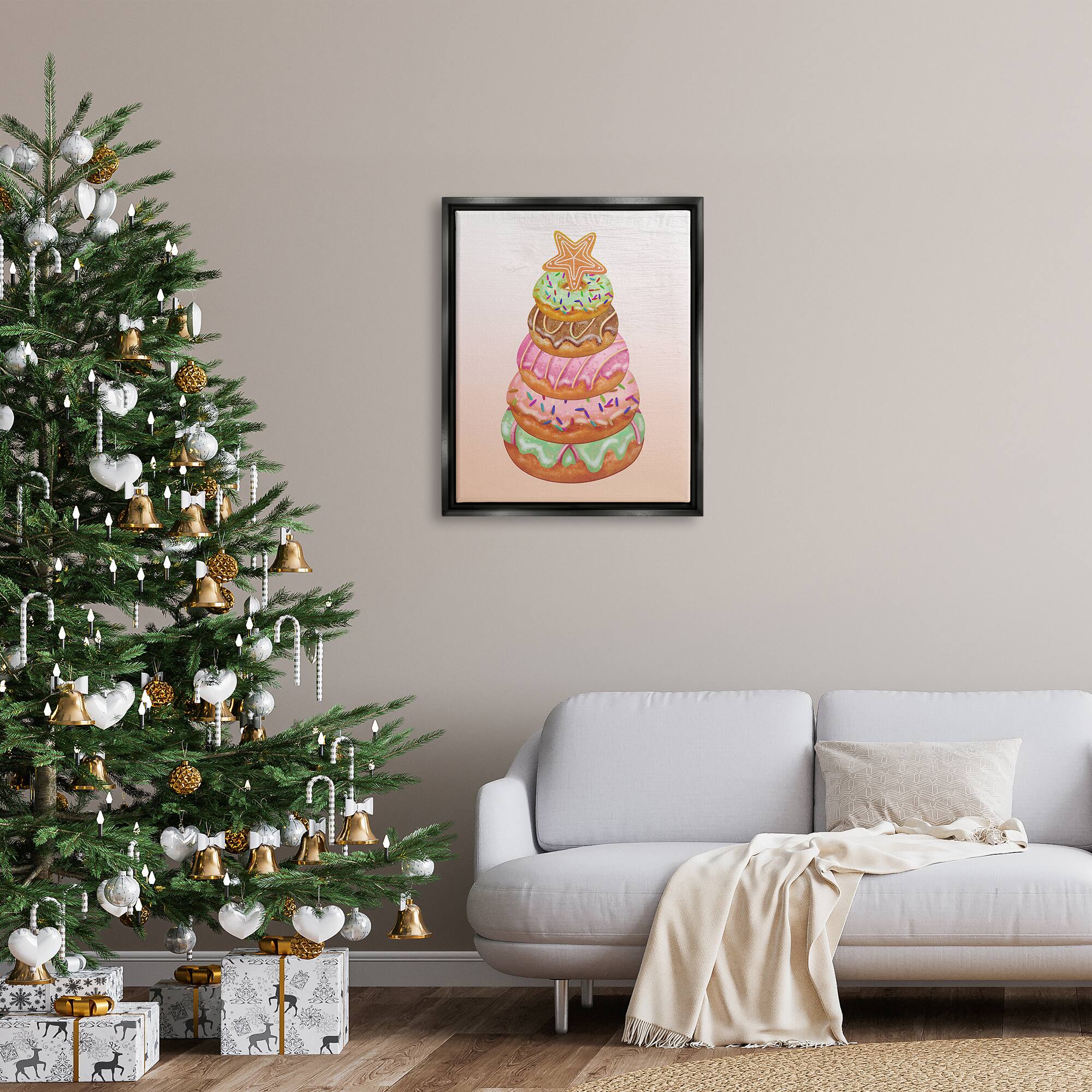 Stupell Industries Seasonal Sweets Stacked Donuts Framed Floater Canvas Wall Art
