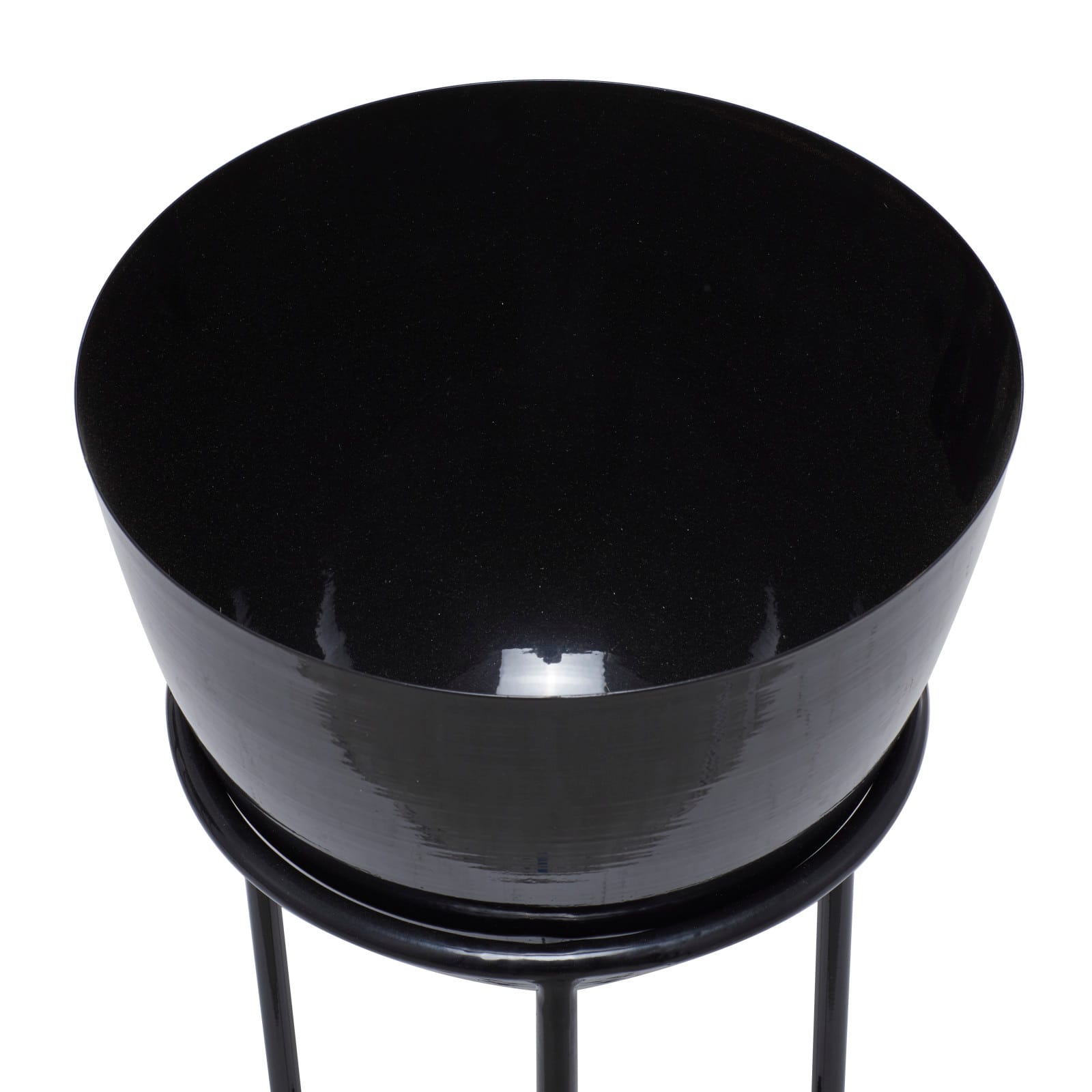 Set of 3 Black Iron Contemporary Planters, 13" x 13" x 13"