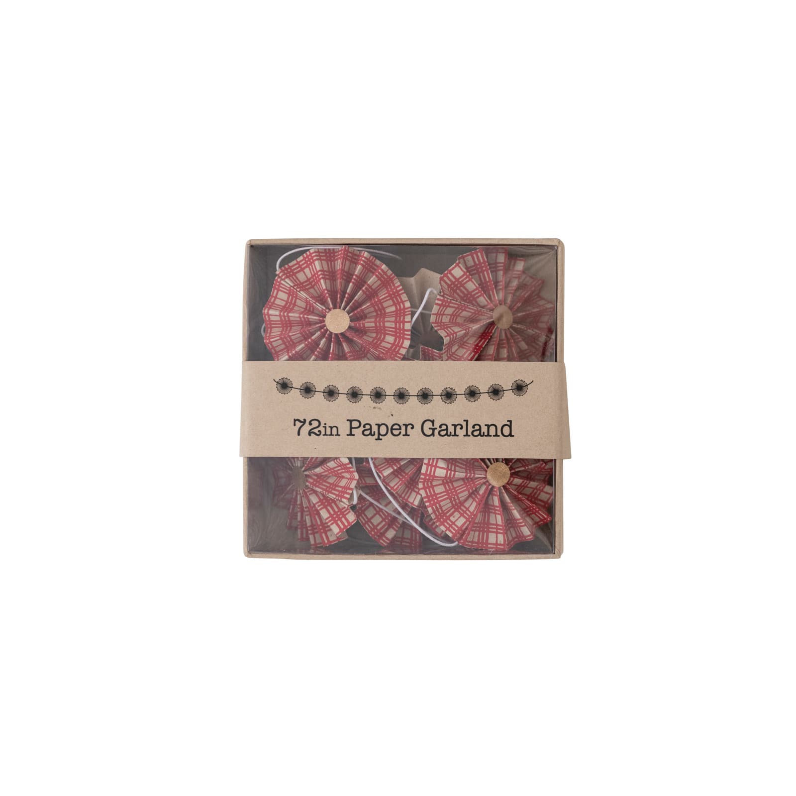 Hello Honey® 6ft. Red & Gold Handmade Recycled Paper Fan Garland in Kraft Box