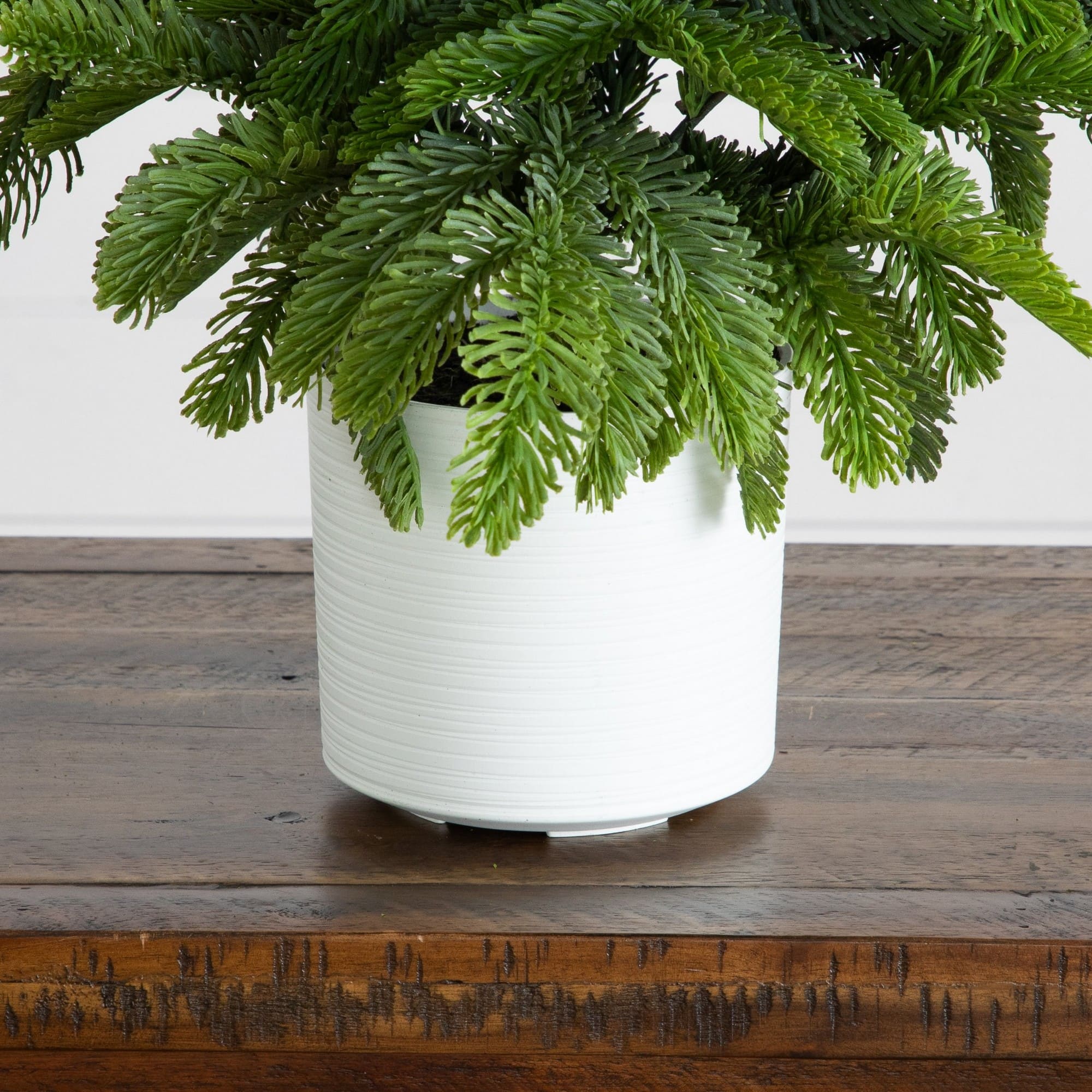 Nearly Natural 24" Artificial Real Touch Christmas Pine in White Decorative Planter
