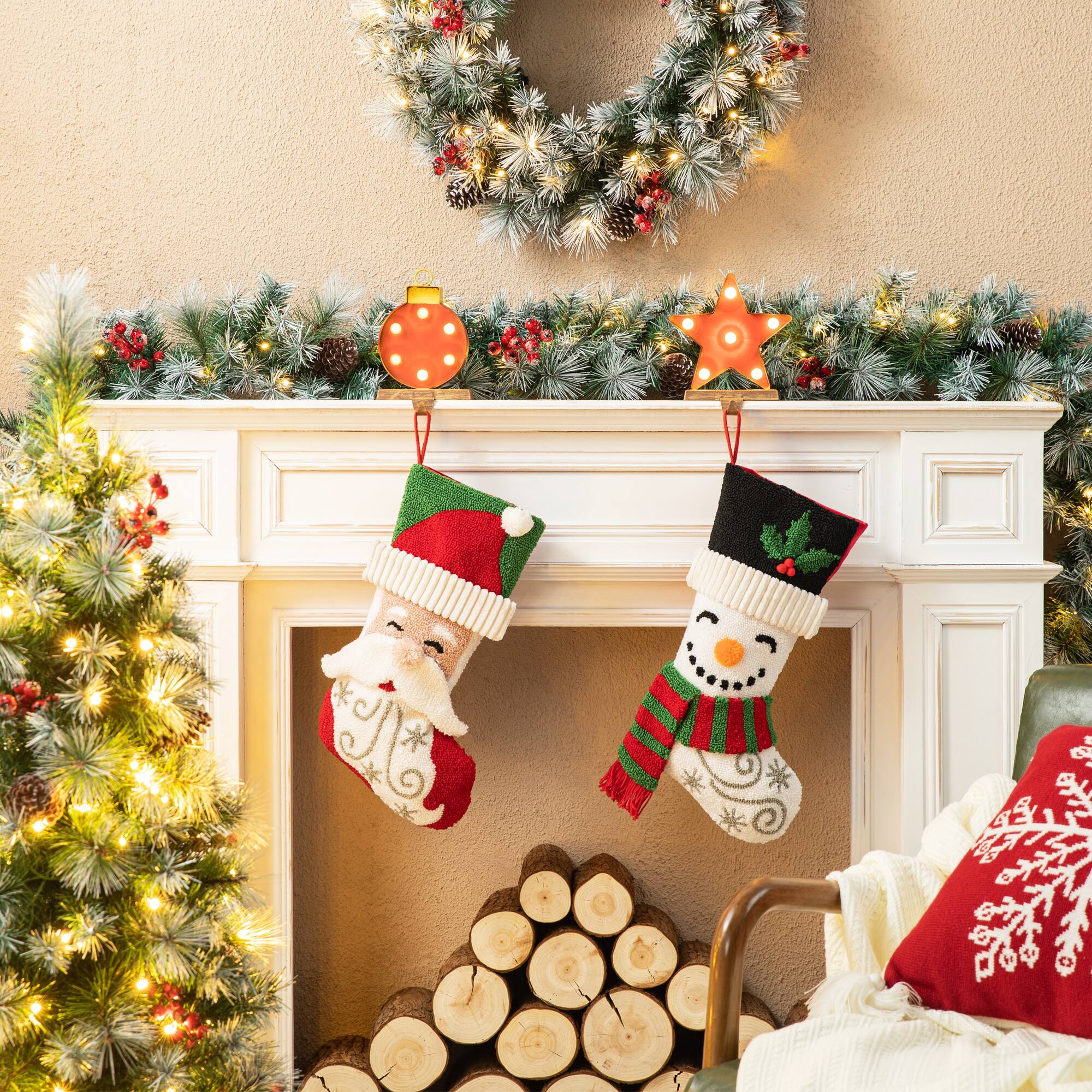Glitzhome® 20.5" Snowman Hooked Stocking