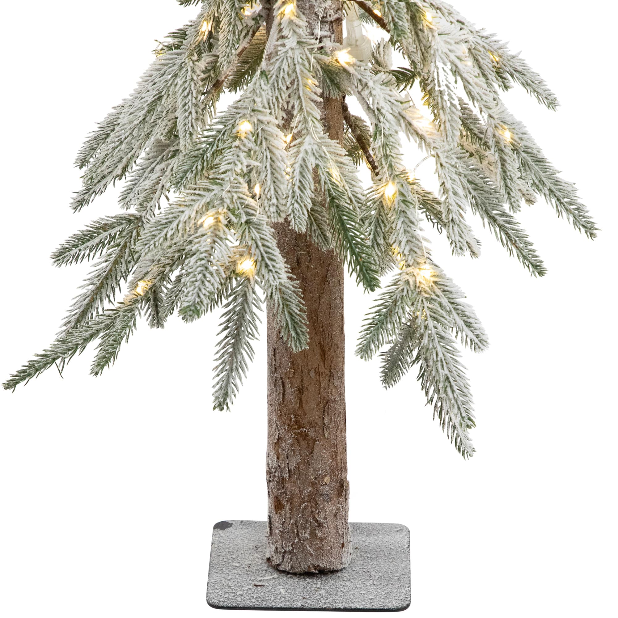 3ft. Pre-Lit Flocked Alpine Artificial Christmas Tree, Clear Lights