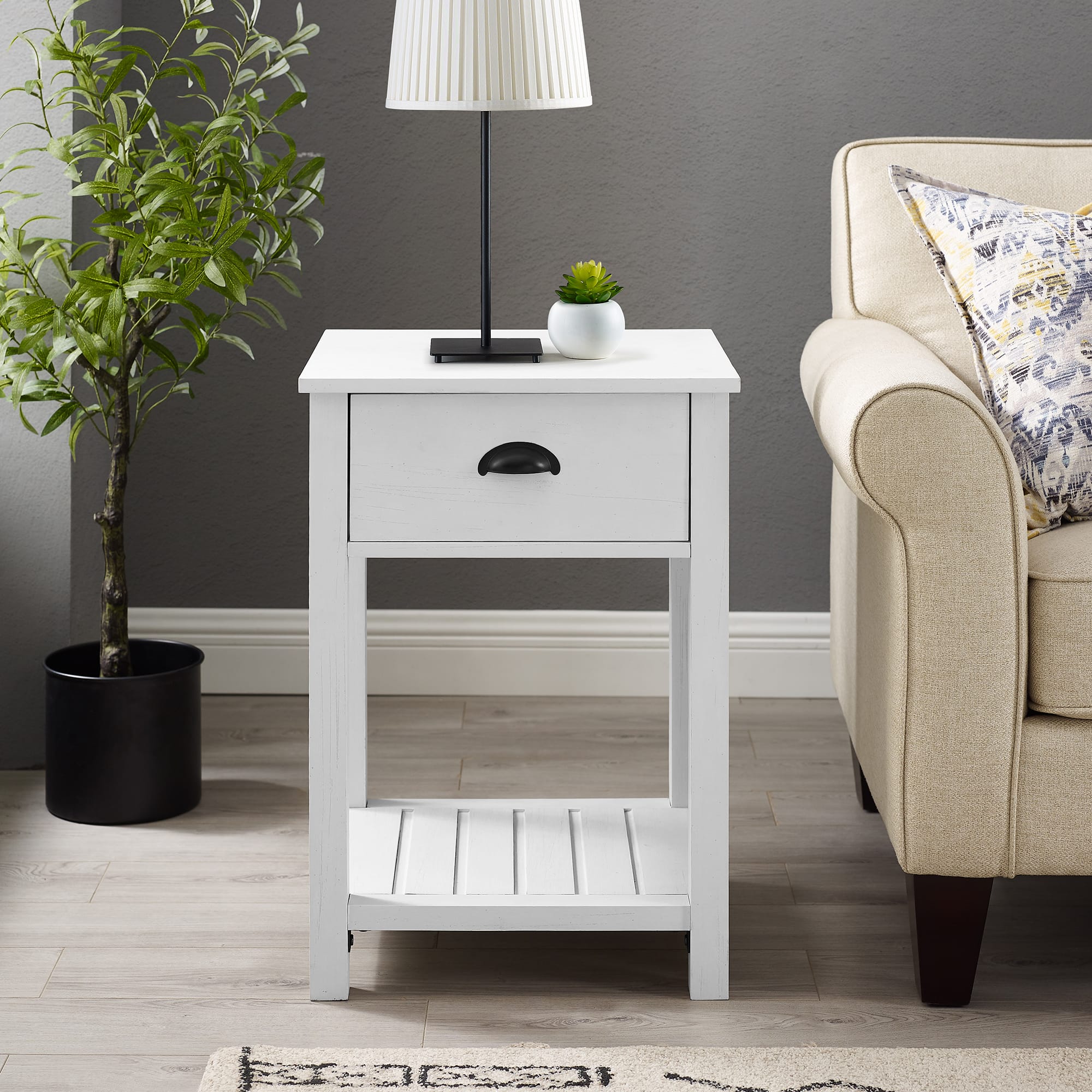 Walker Edison 18" 1-Drawer Country Side Table