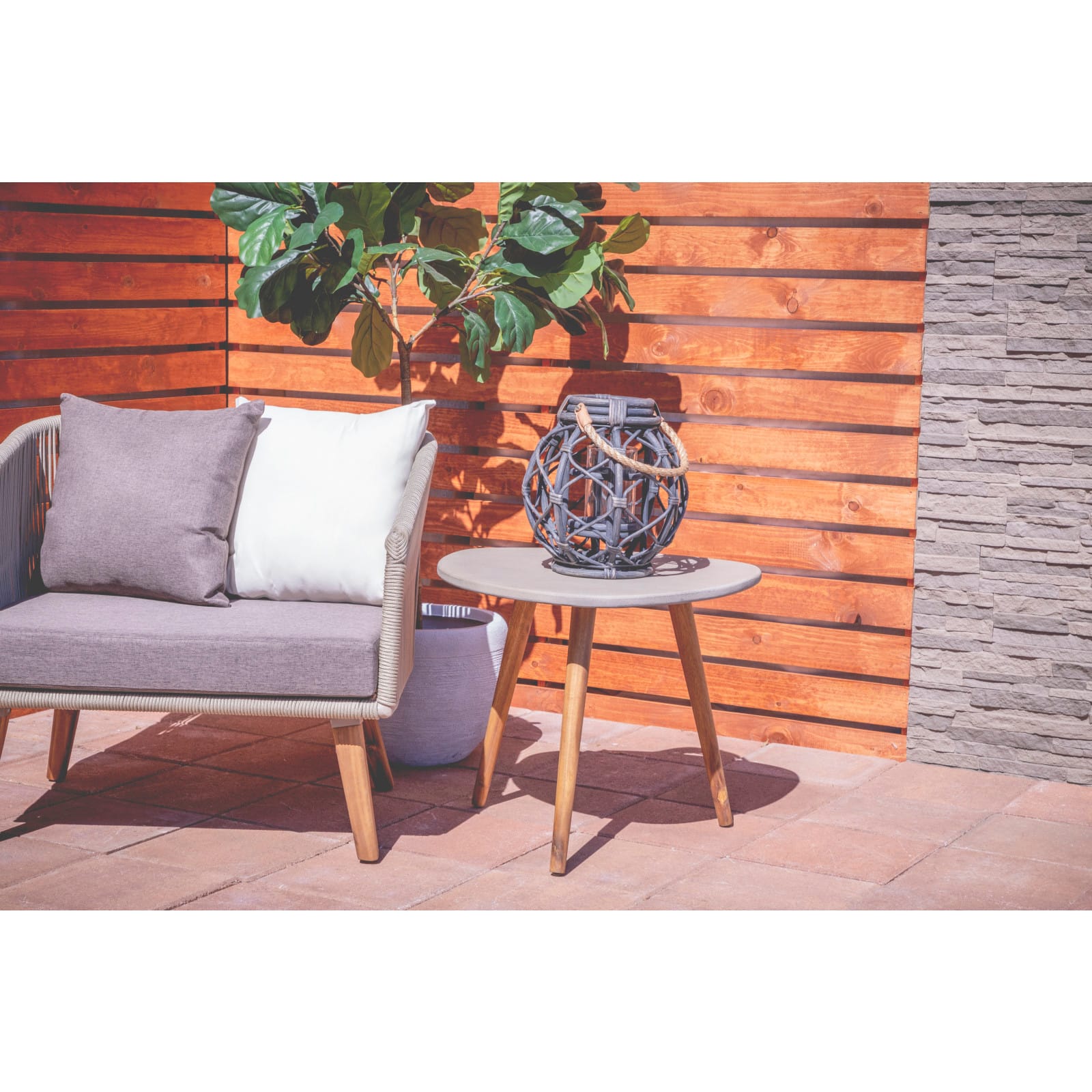 24" Gray Modern Outdoor Accent Table