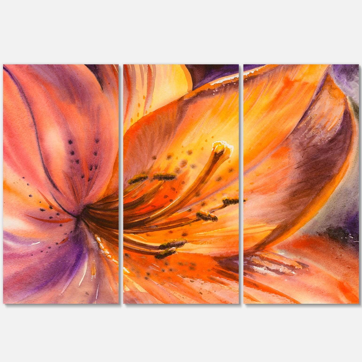Designart - Orange Lily Flower - Floral Canvas Art Print