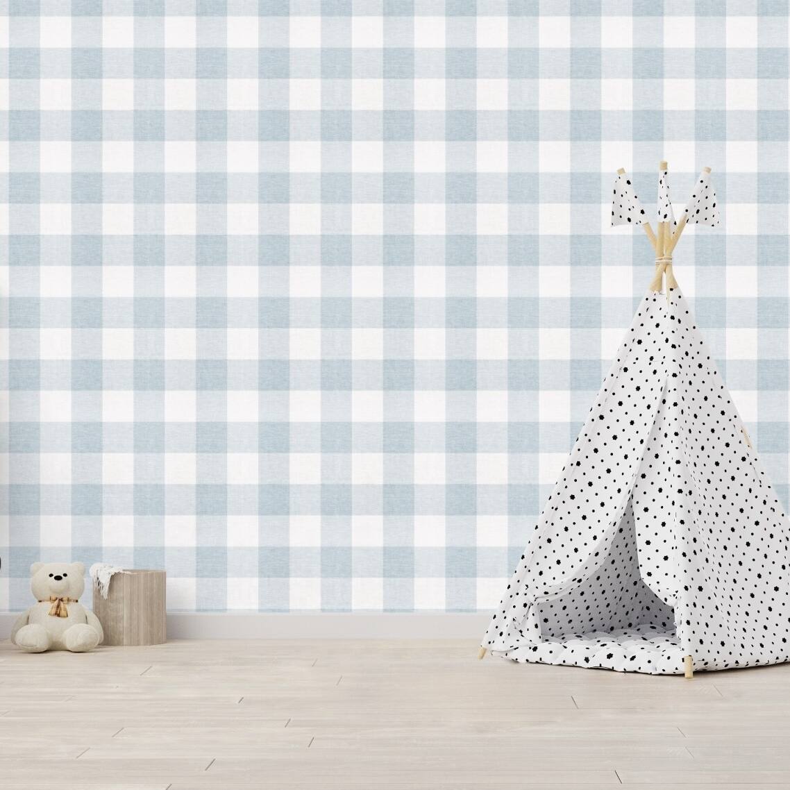 Simple Shapes Countryside Small Check Faux Look Pre-Pasted Wallpaper Rolls
