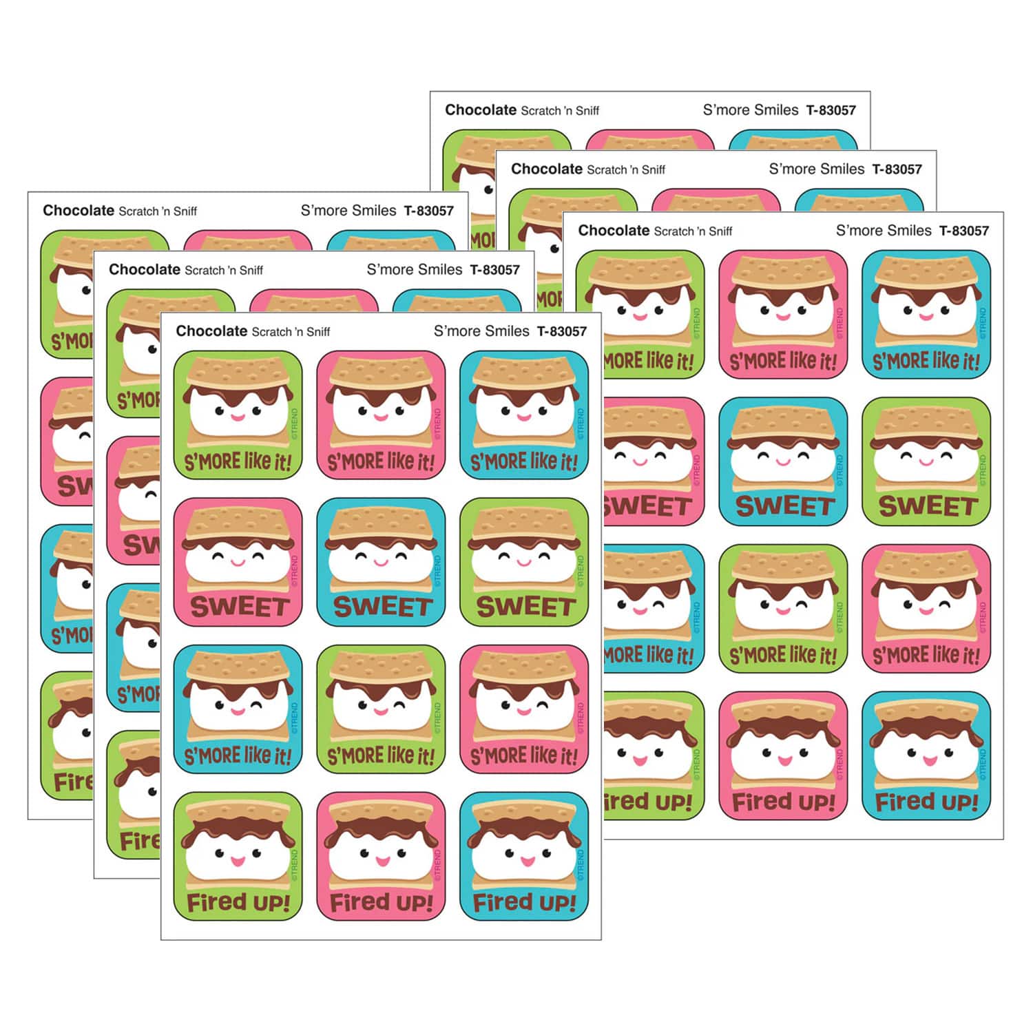 TREND Enterprises® S'more Smiles, Chocolate Scent Scratch 'n Sniff Stinky Stickers®, 6 Packs of 48