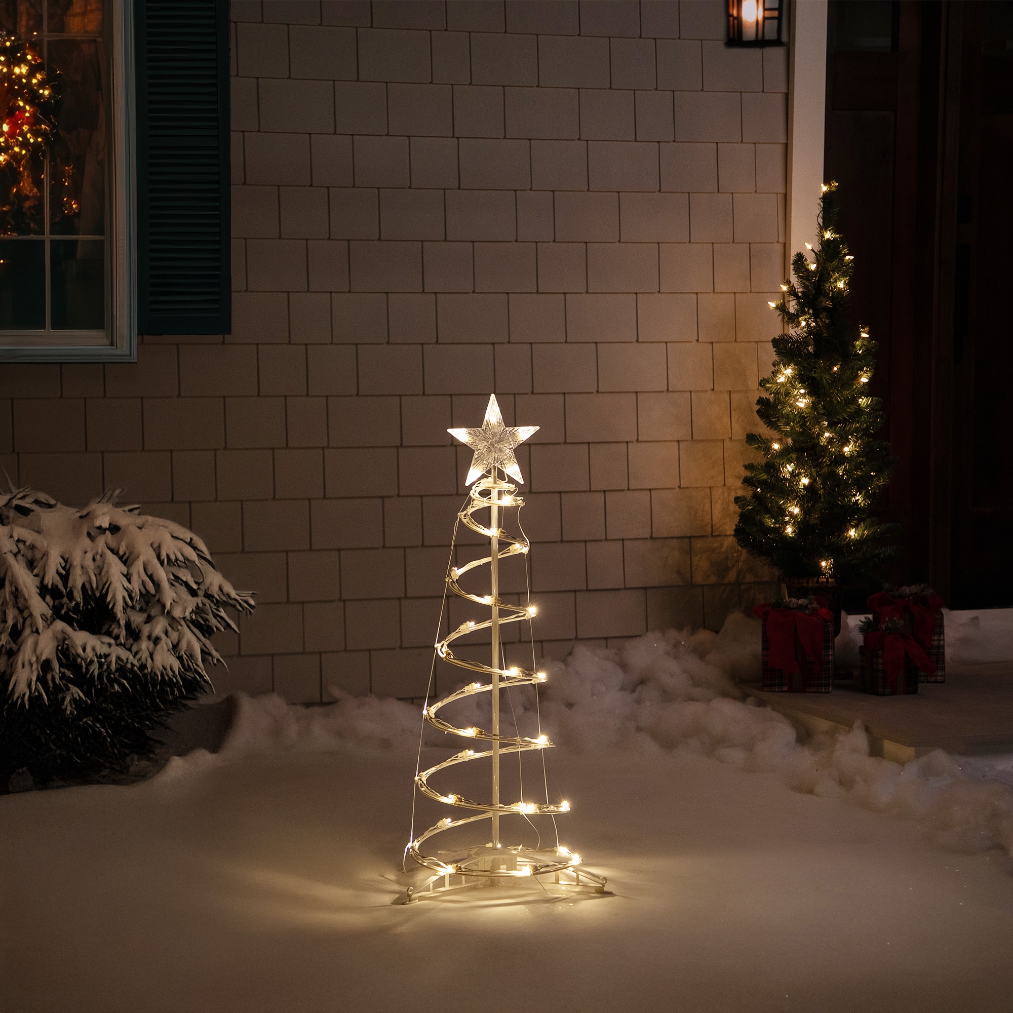 36" x 13" Spiral Outdoor Christmas Tree with Warm White LED Lights