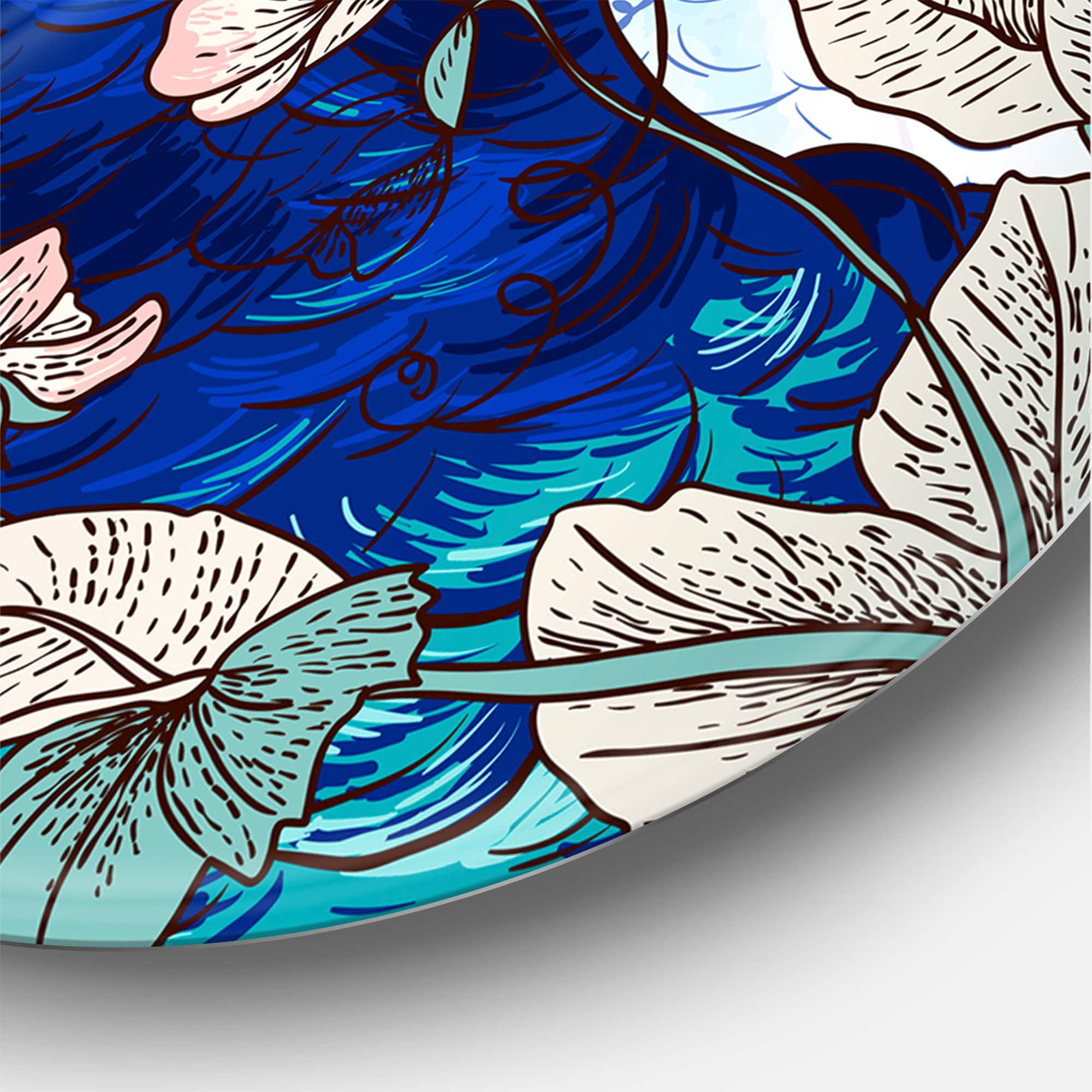 Designart - Two Blue Peacocks With Wildflowers