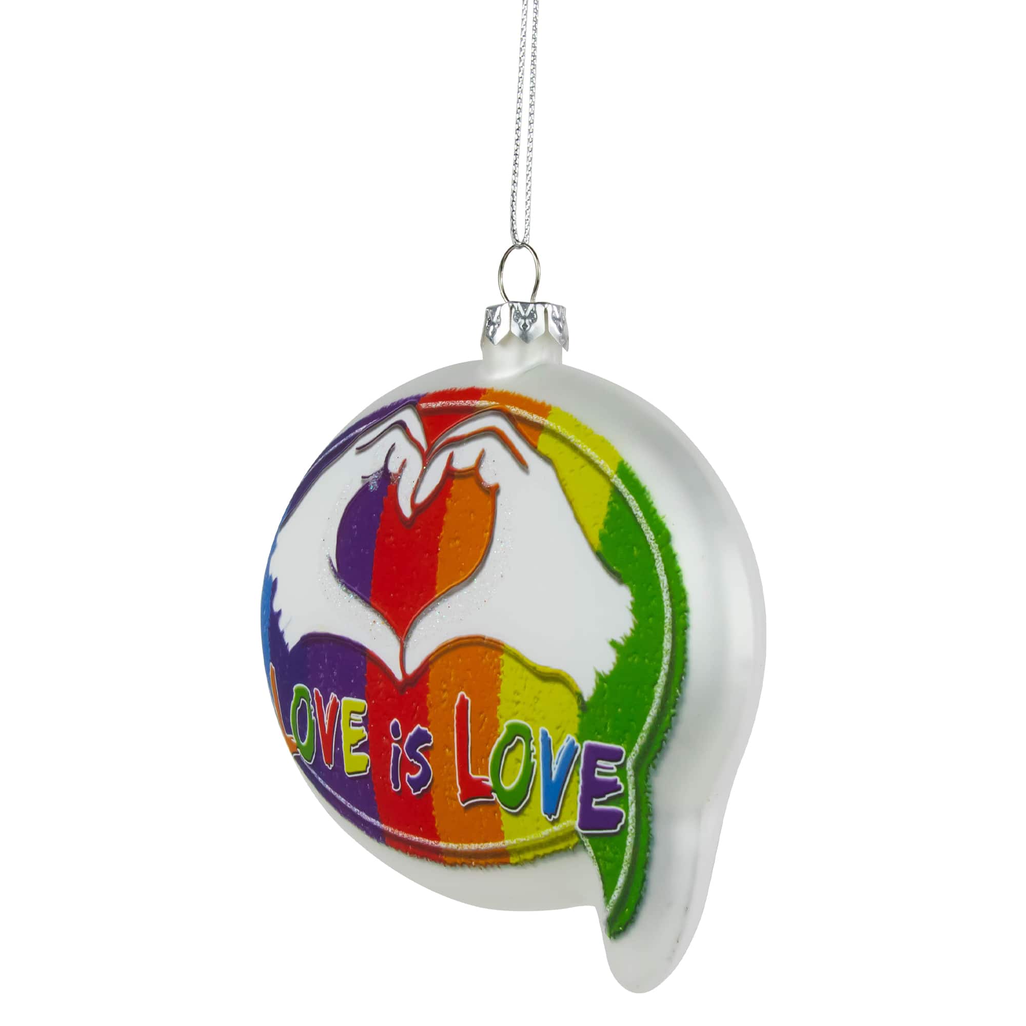 4.75" Pride 'Love is Love' Speech Bubble Glass Christmas Ornament