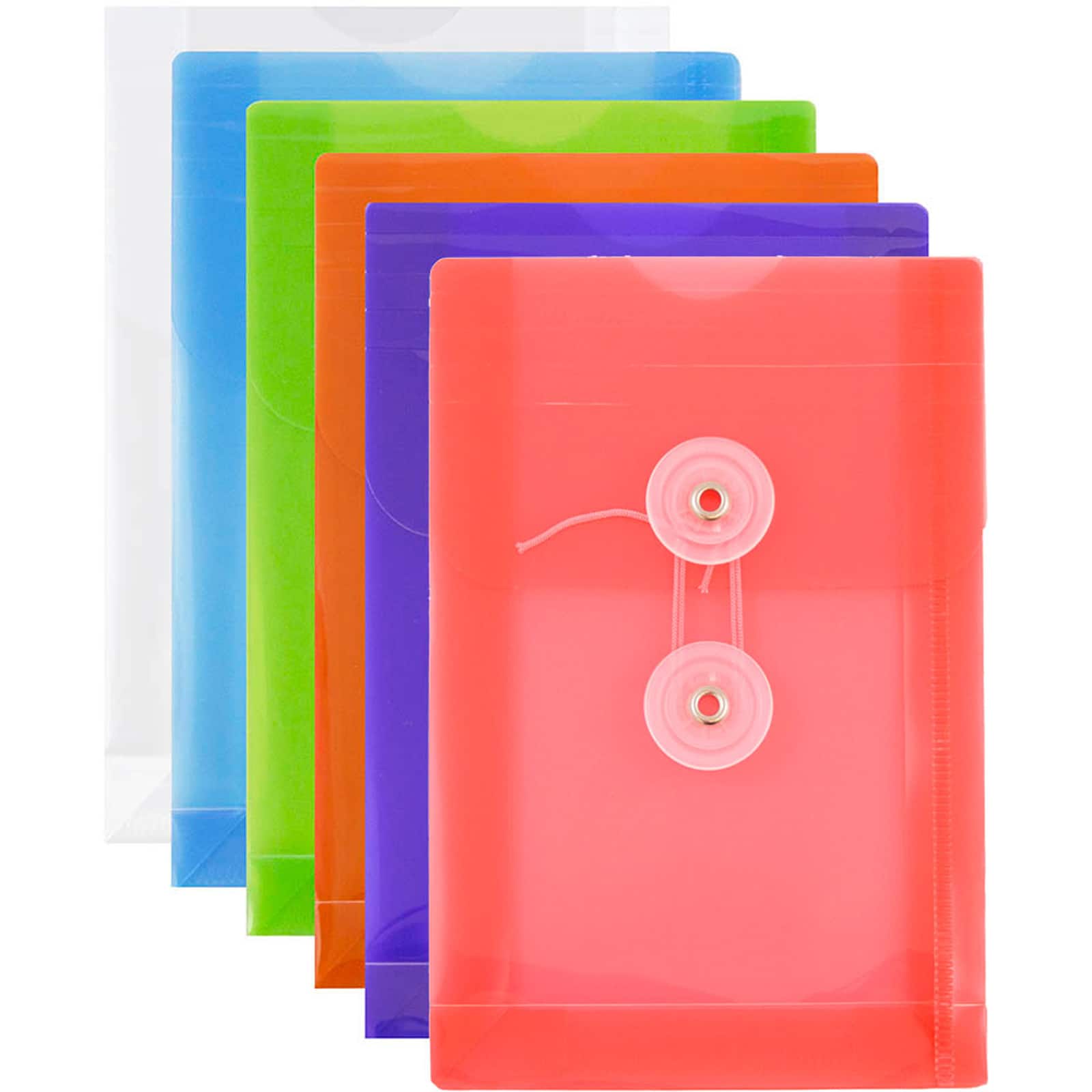 JAM Paper 4.25" x 6.25" Mixed Plastic Button String Open End Envelopes, 18ct.